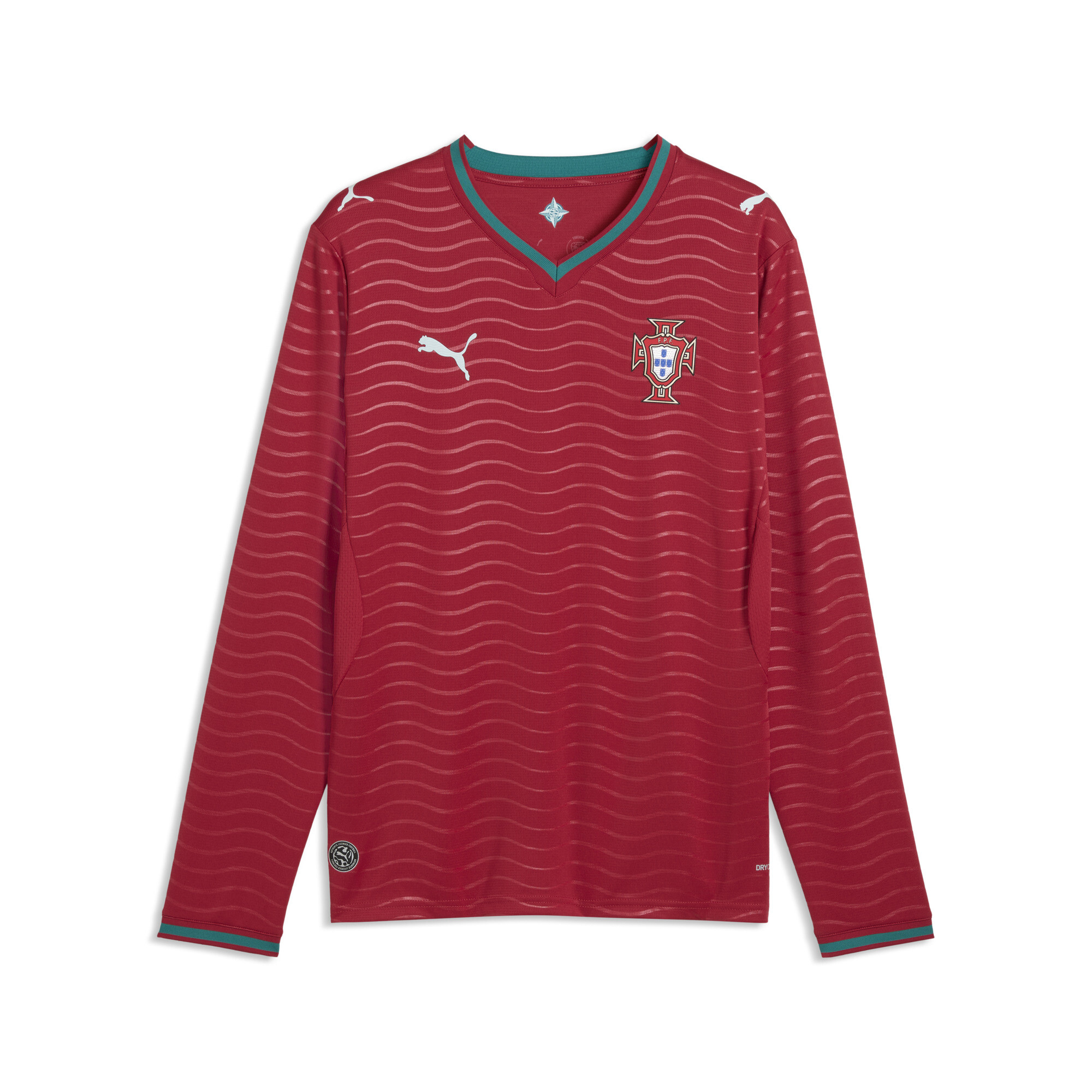 PUMA Portugal 2026 thuisshirt met lange mouwen voor Heren, Groen/Rood, Maat XL