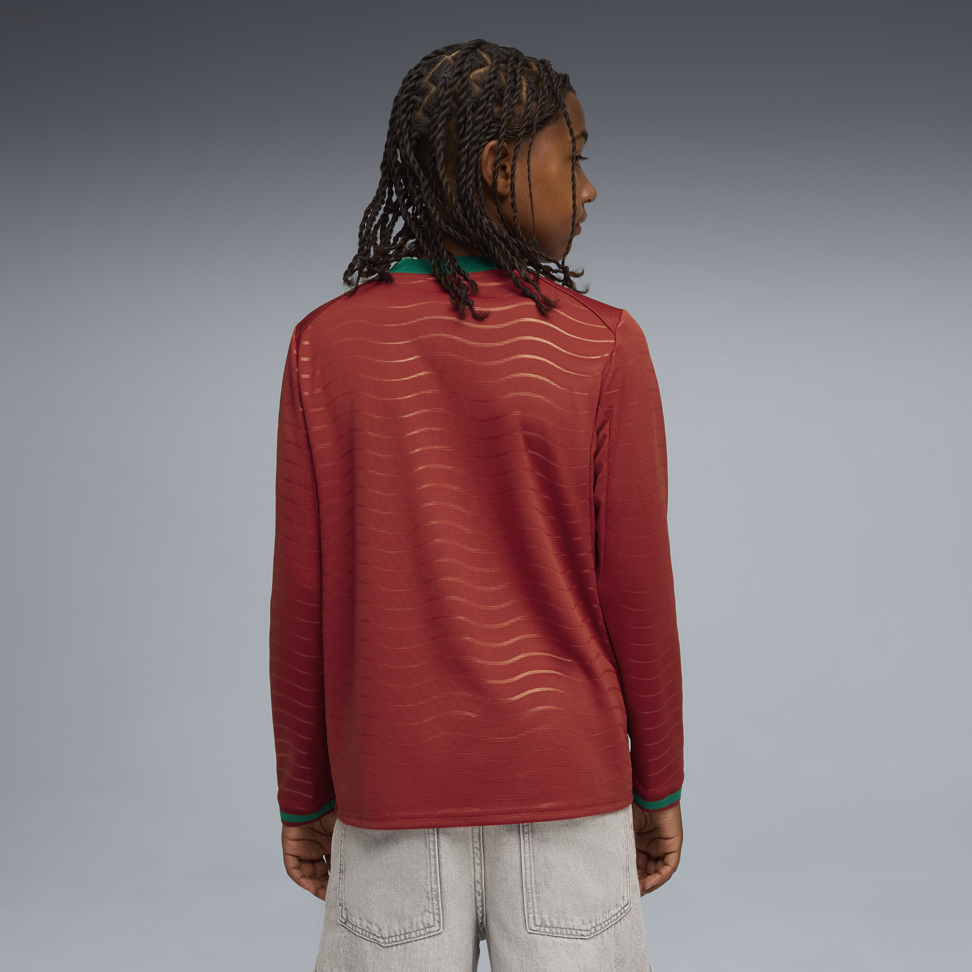 PUMA Portugal 2026 thuisshirt met lange mouwen, Groen/Rood, Maat 7-8Y thumbnail 2