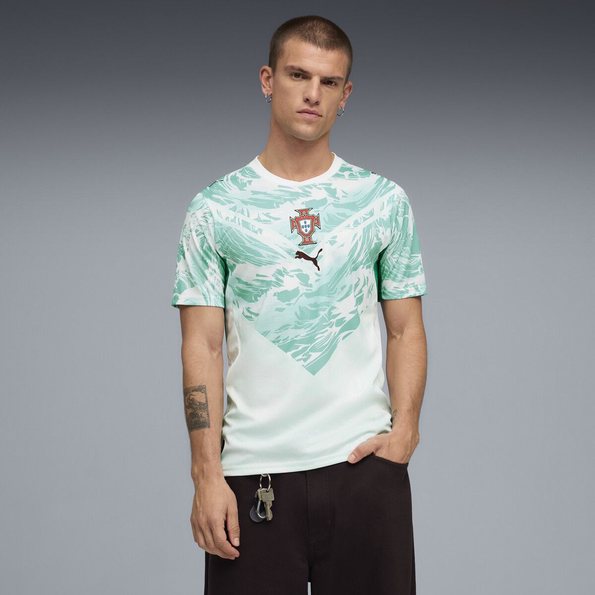 Portugal Away Jersey Men in White/Green Lagoon by PUMA, Large