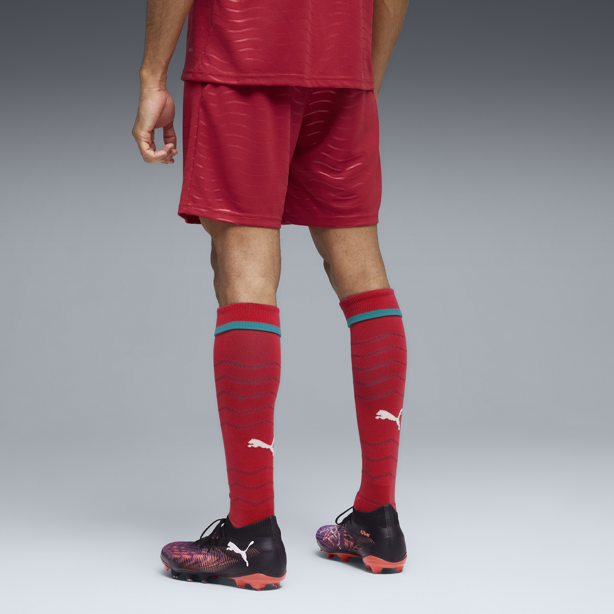 PUMA Portugal 2026 short voor Heren, Groen/Rood, Maat XS thumbnail 3