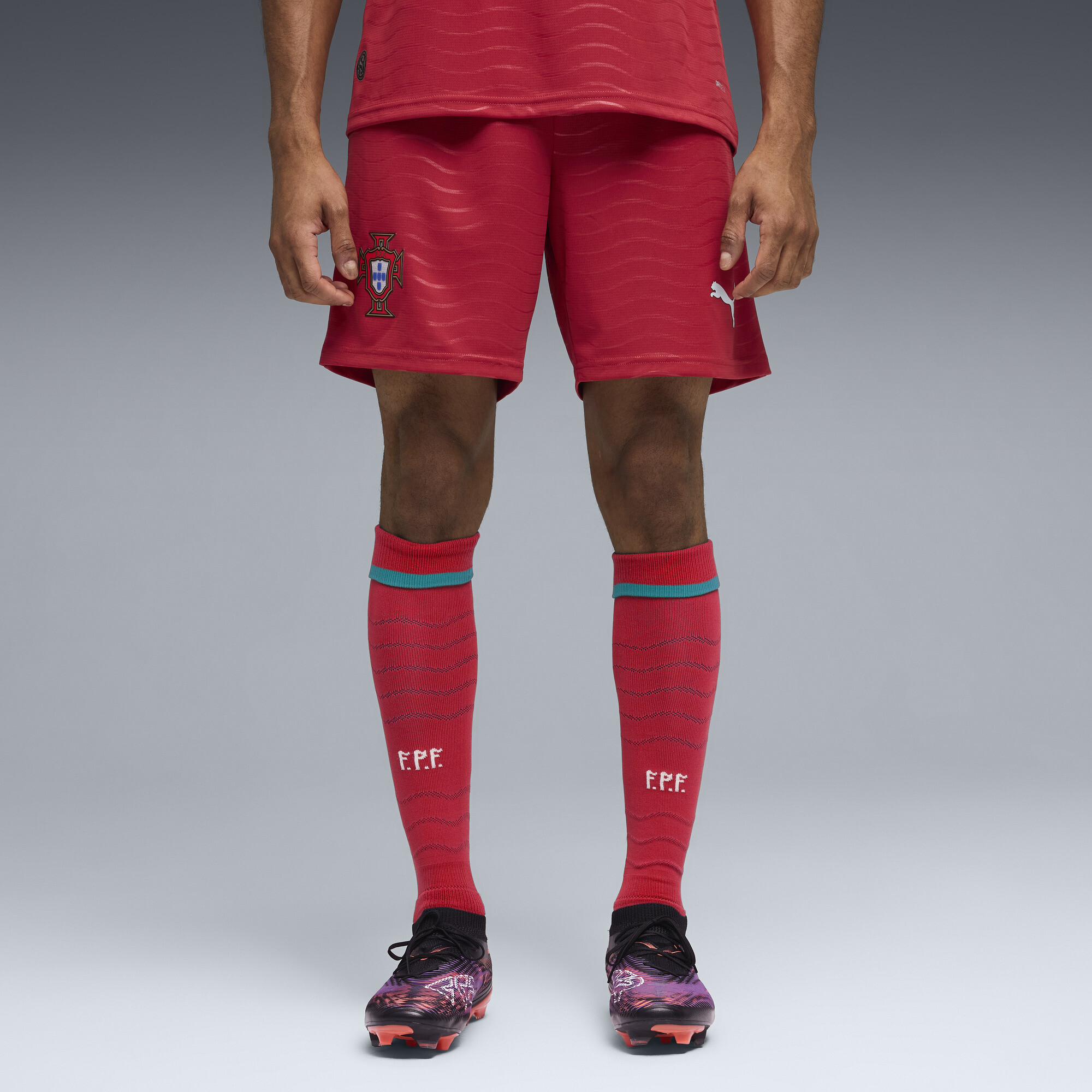 PUMA Portugal 2026 short voor Heren, Groen/Rood, Maat XS thumbnail 2