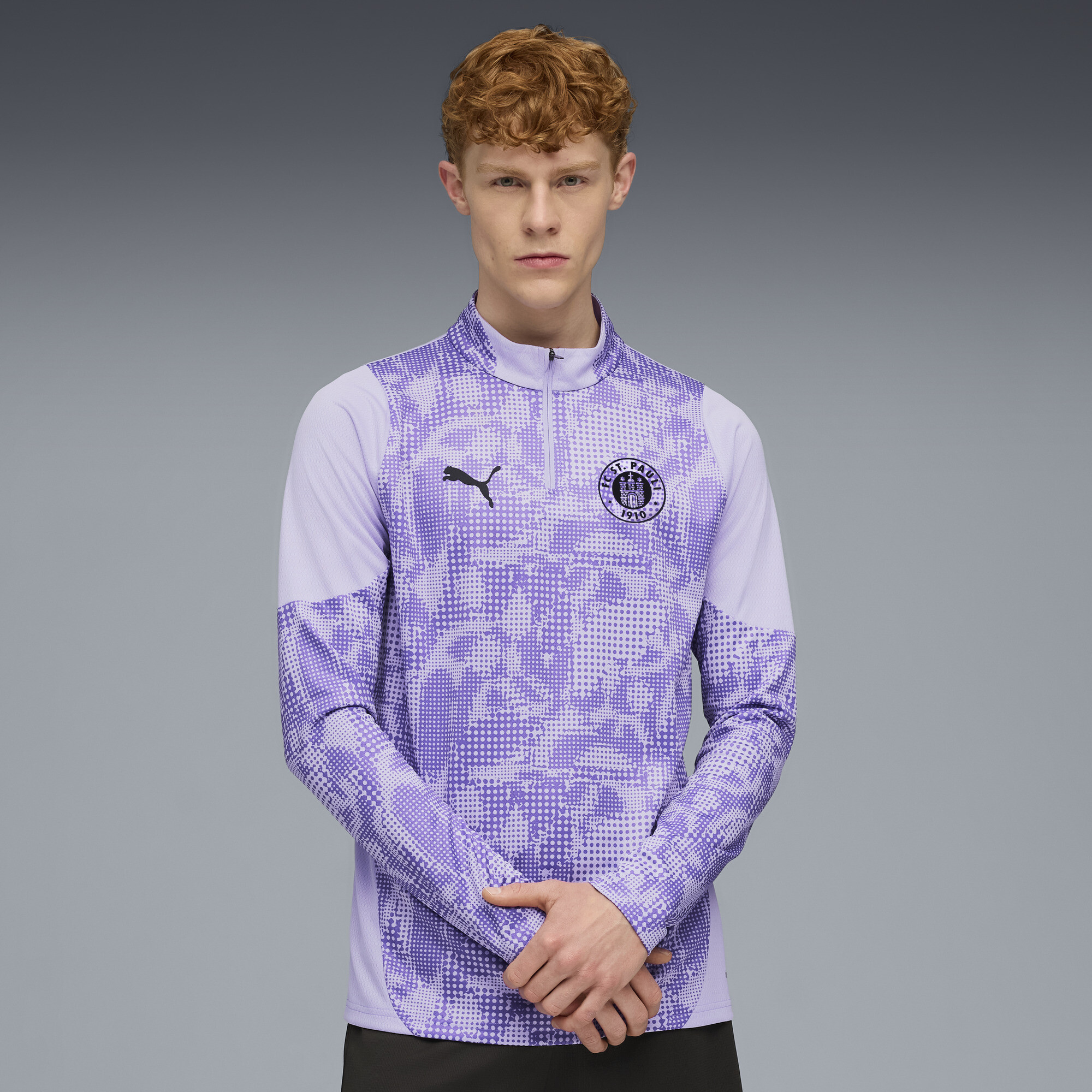 PUMA FC St. Pauli trainingstop met kwartrits voor Heren, Zwart, Maat XS thumbnail 4