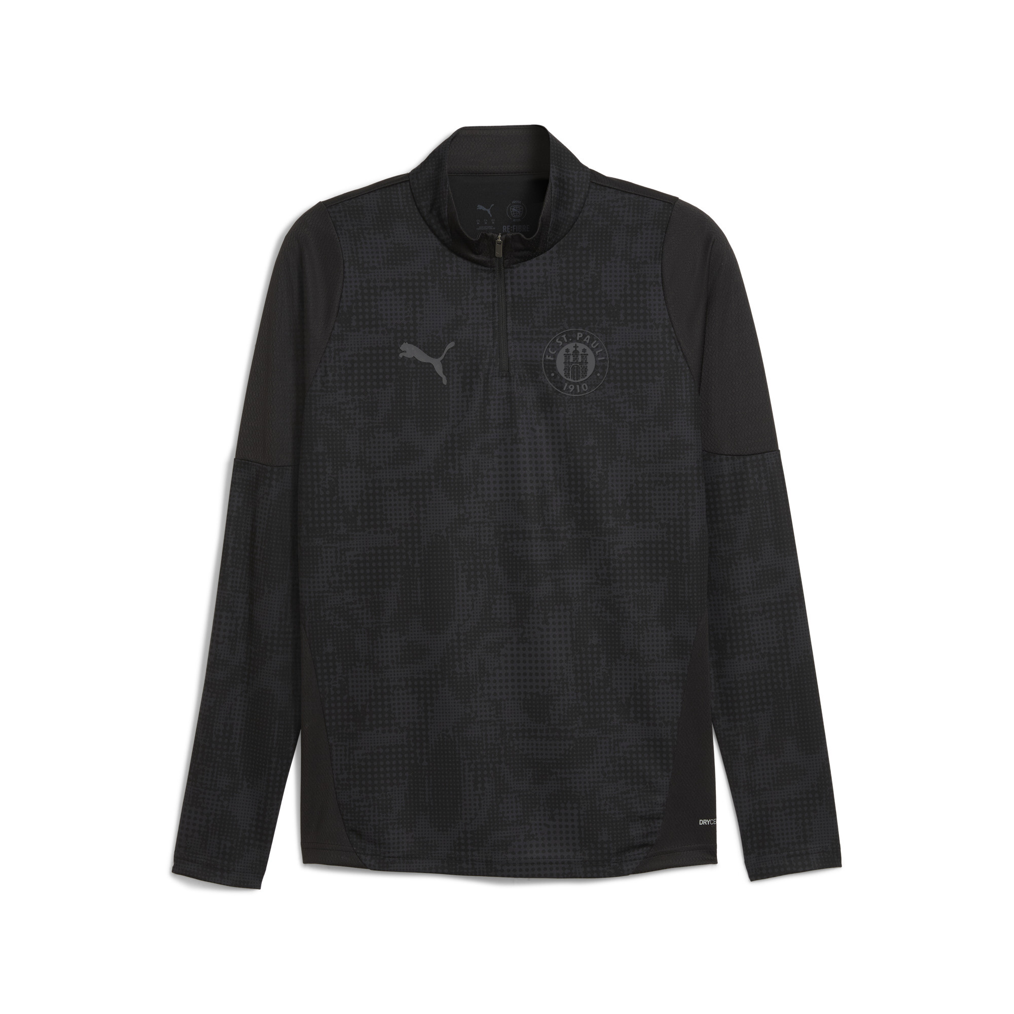 PUMA FC St. Pauli trainingstop met kwartrits voor Heren, Zwart/Grijs, Maat M