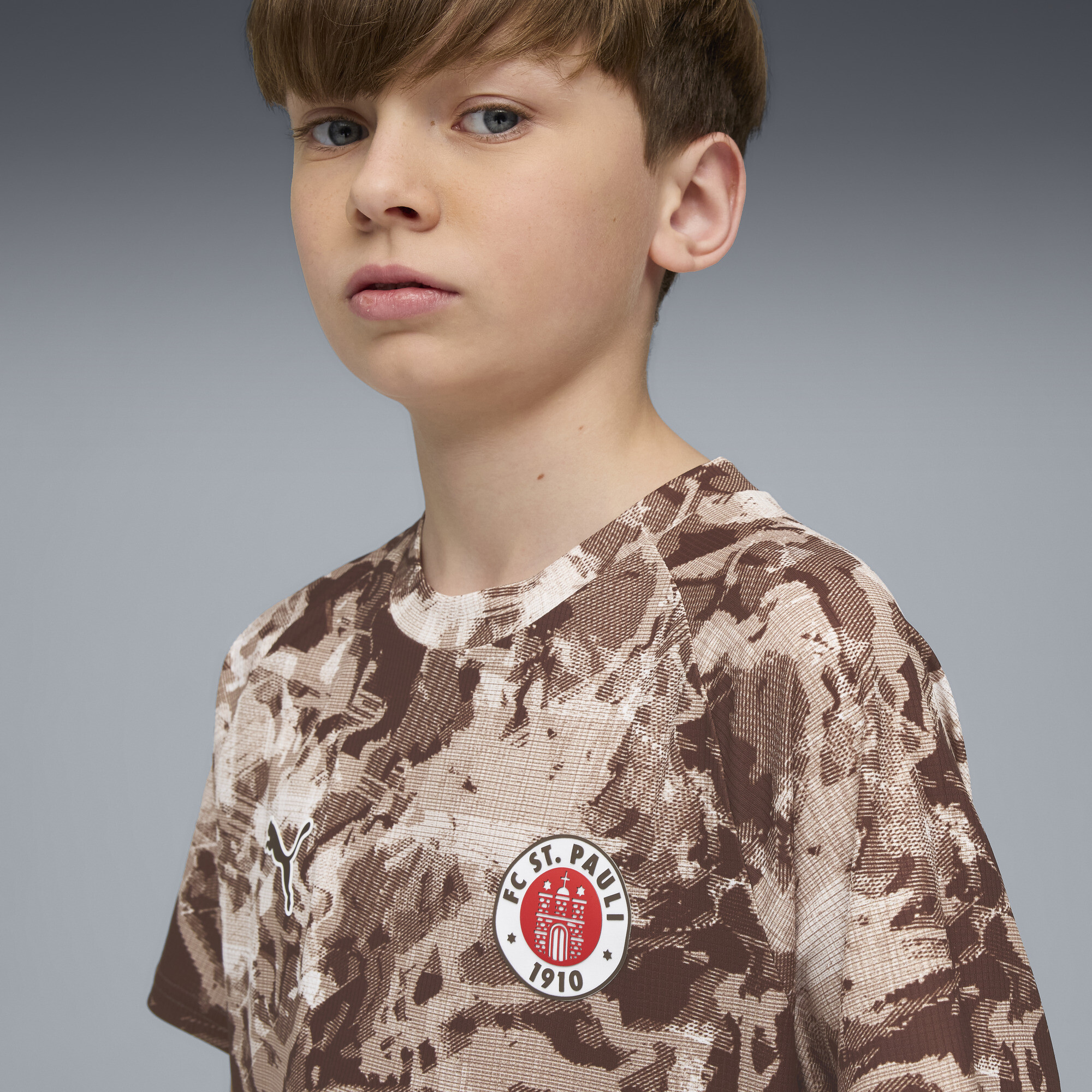 PUMA FC St. Pauli prematch-shirt, Wit/Bruin, Maat 5-6Y thumbnail 6