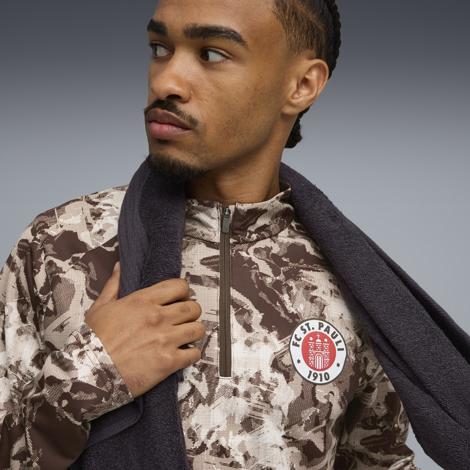 PUMA Girona FC pre-match shirt met kwartrits voor Heren, Wit/Bruin, Maat 3XL thumbnail 5