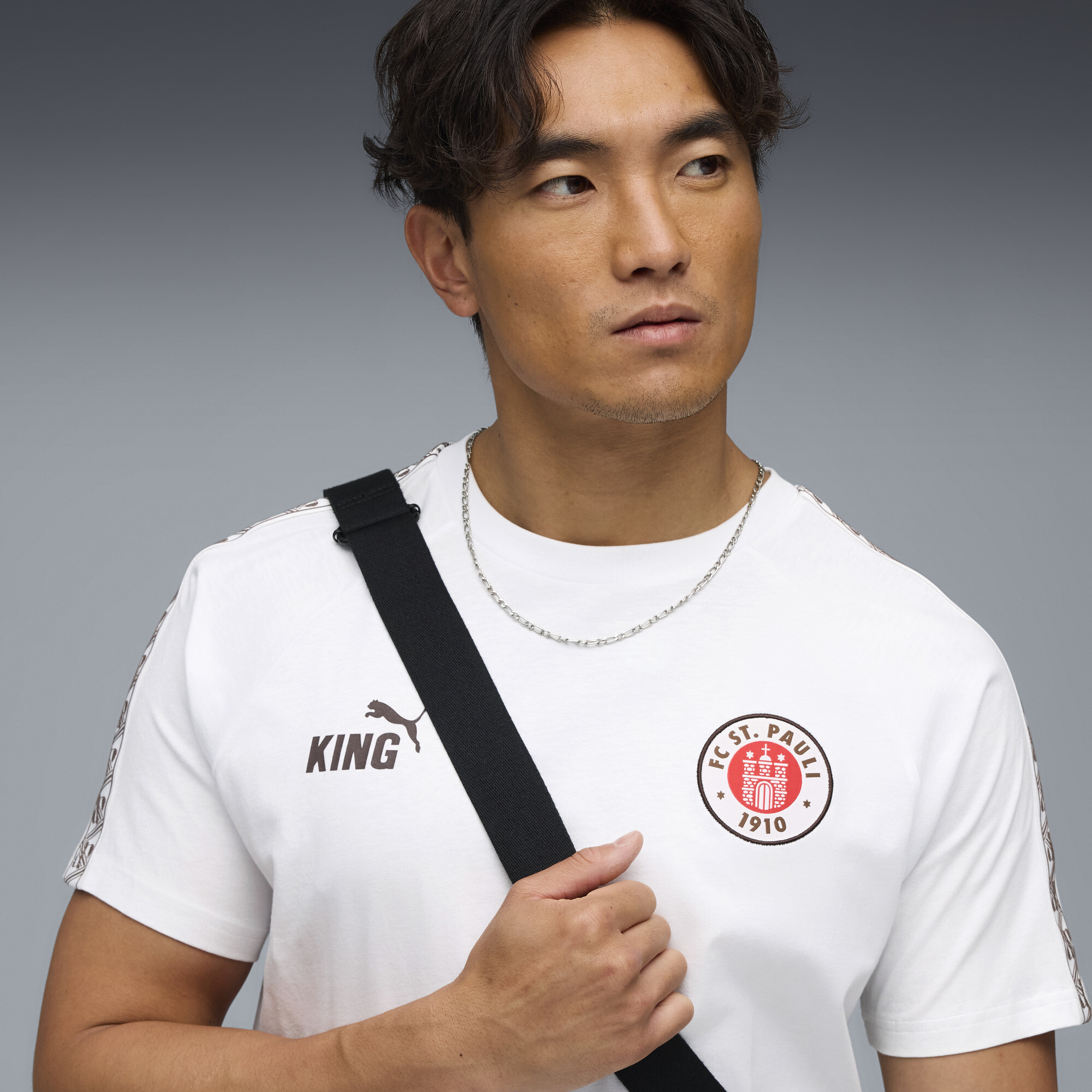 PUMA FC St. Pauli KING T-shirt voor Heren, Wit/Bruin, Maat XXL thumbnail 2