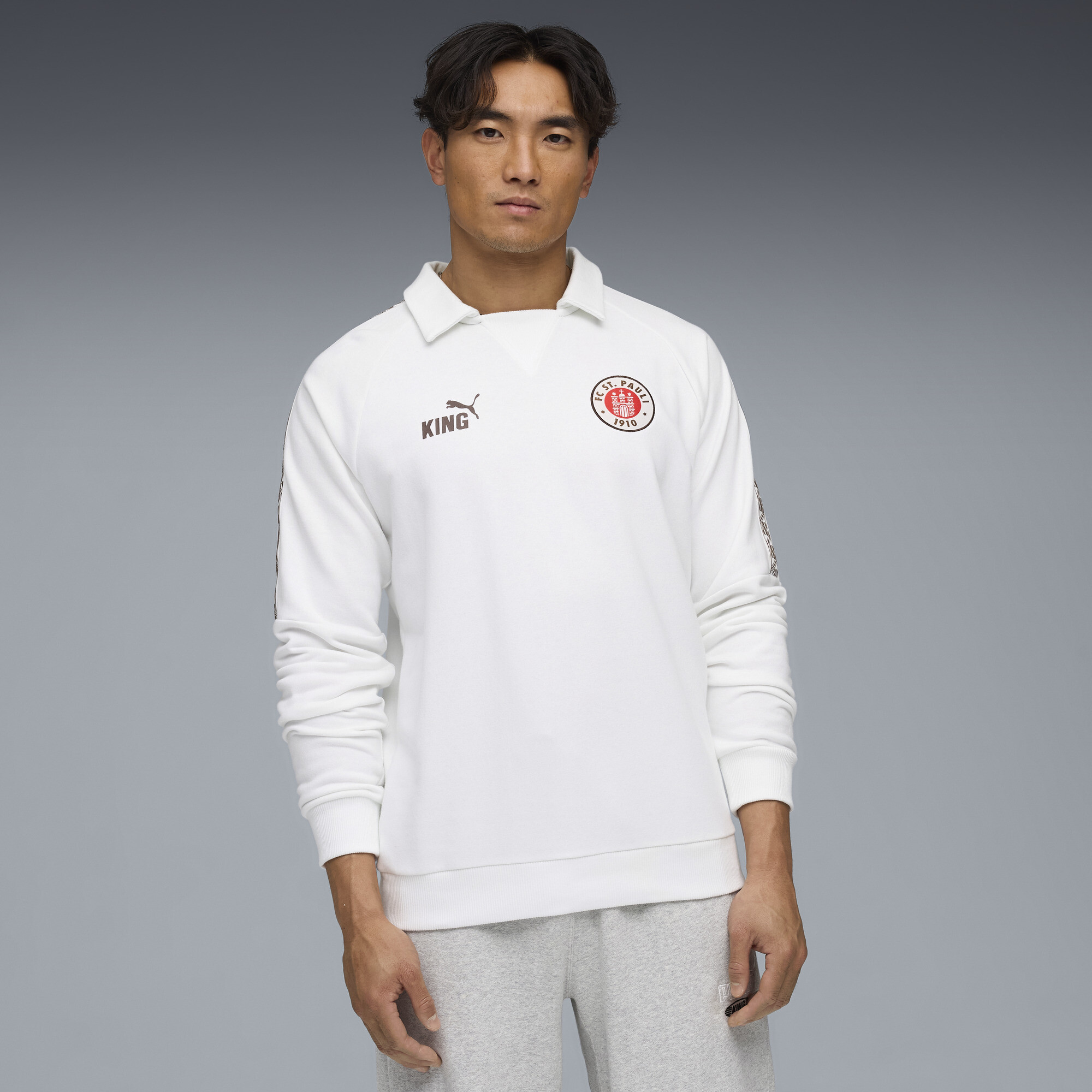 PUMA FC St. Pauli KING Drill top voor Heren, Wit/Bruin, Maat 3XL thumbnail 6