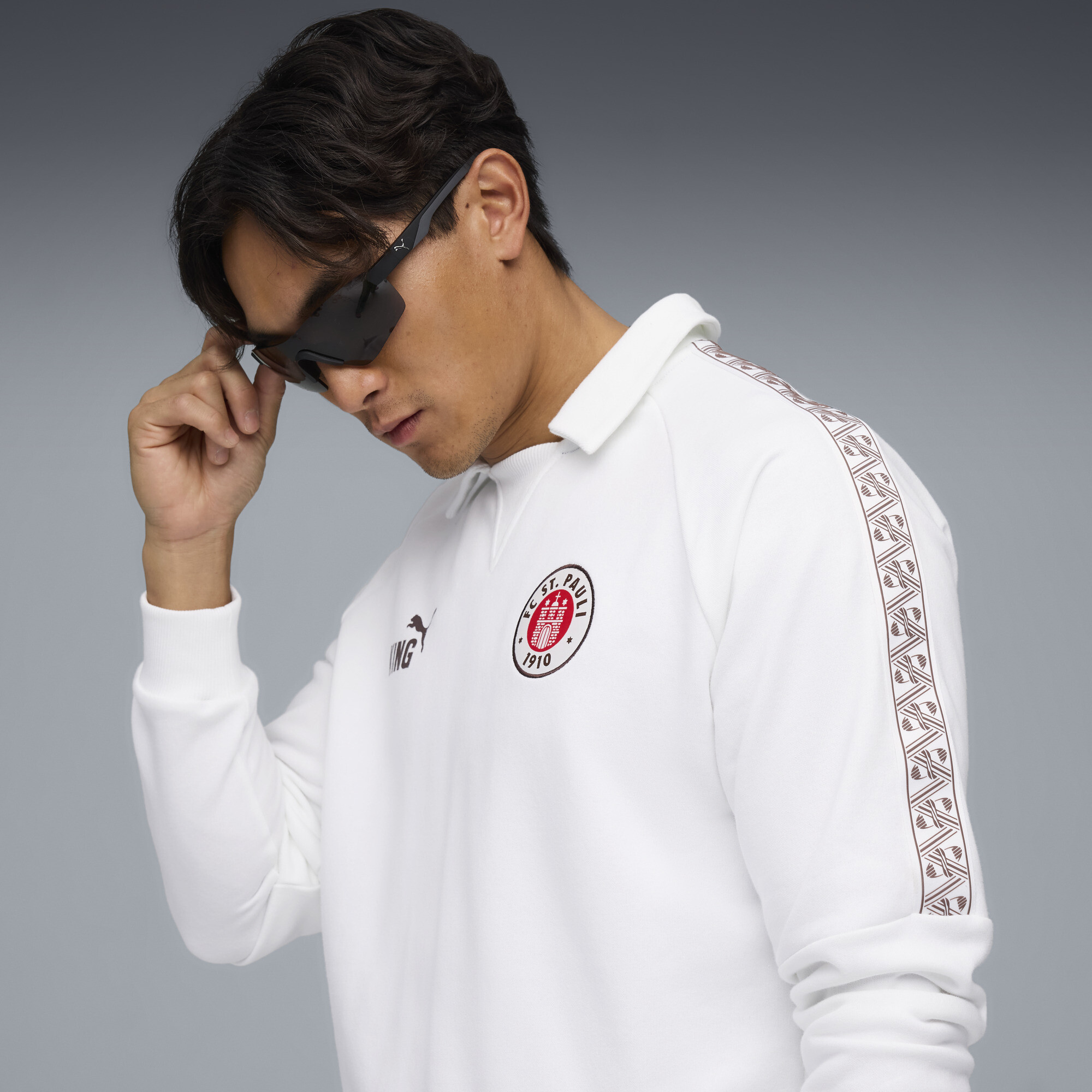 PUMA FC St. Pauli KING Drill top voor Heren, Wit/Bruin, Maat 3XL thumbnail 5