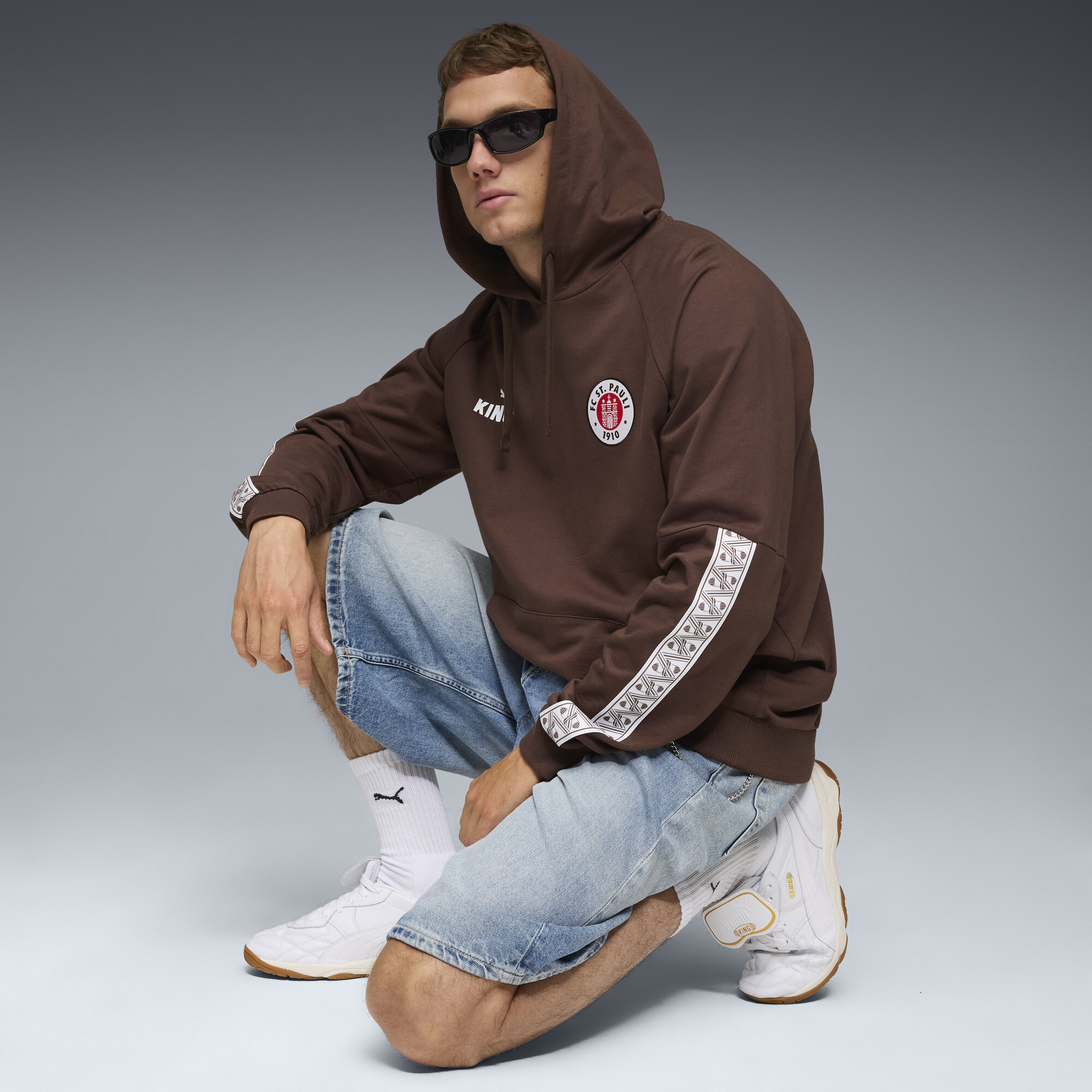 PUMA FC St. Pauli KING hoodie voor Heren, Wit/Bruin, Maat XXS thumbnail 4