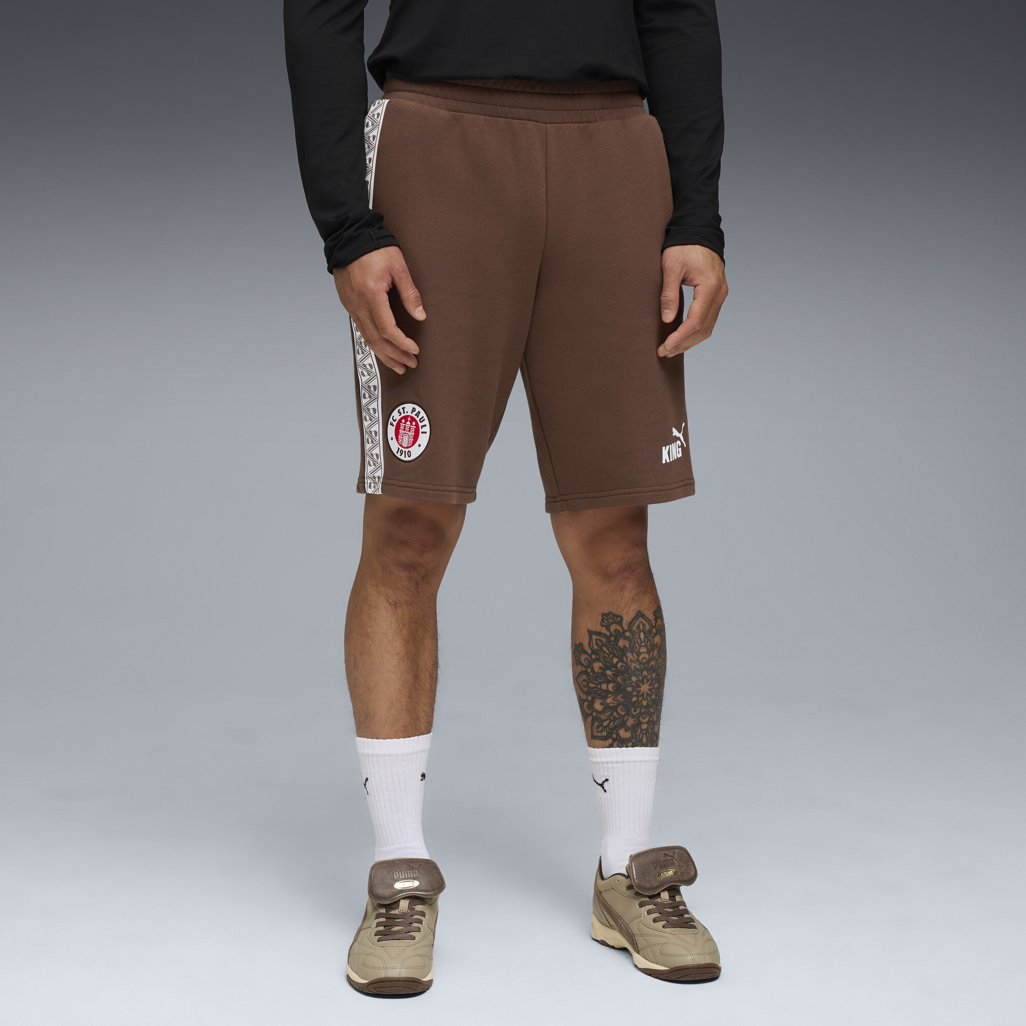 PUMA FC St. Pauli KING sweatshort voor Heren, Wit/Bruin, Maat S thumbnail 6