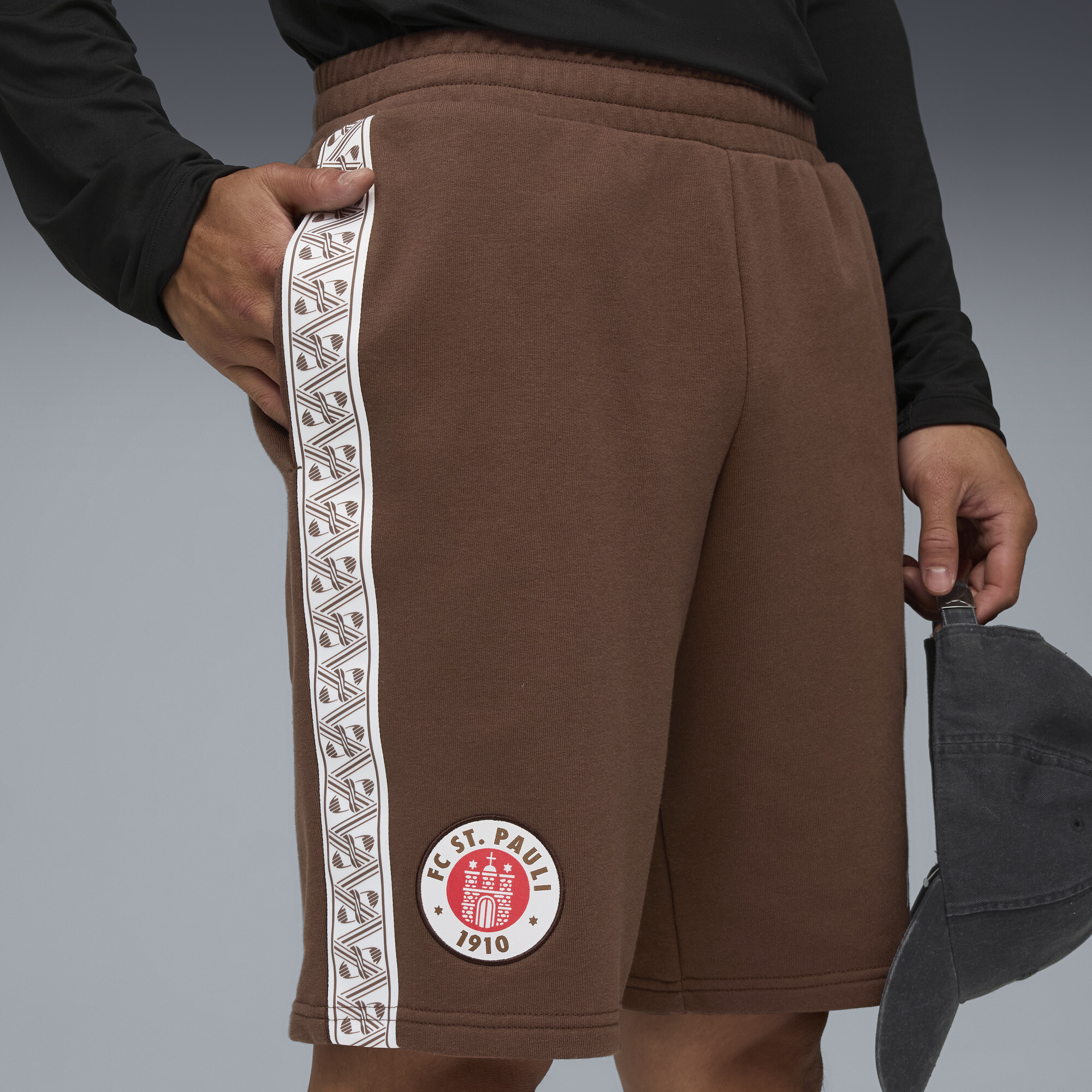 PUMA FC St. Pauli KING sweatshort voor Heren, Wit/Bruin, Maat S thumbnail 5