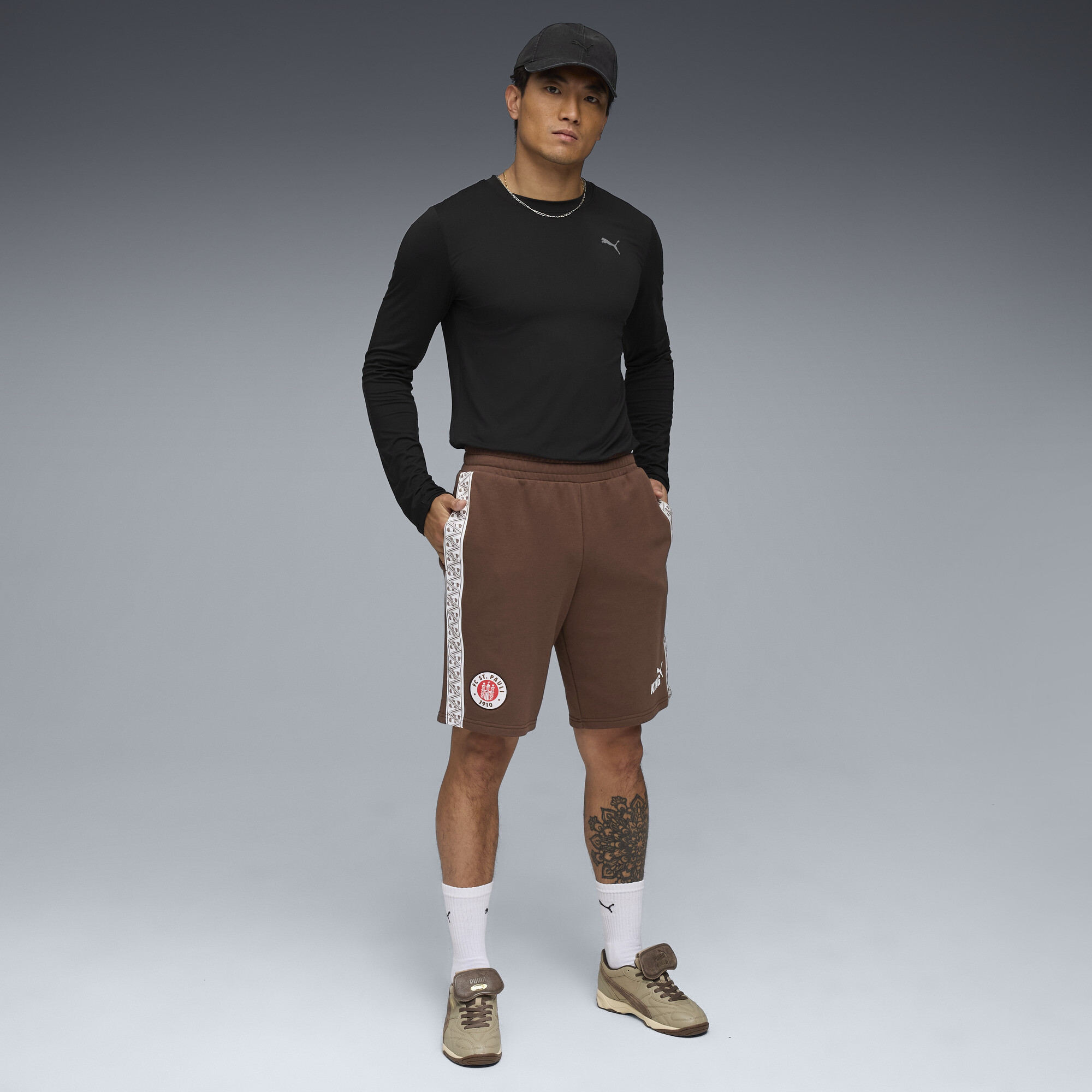 PUMA FC St. Pauli KING sweatshort voor Heren, Wit/Bruin, Maat S thumbnail 4