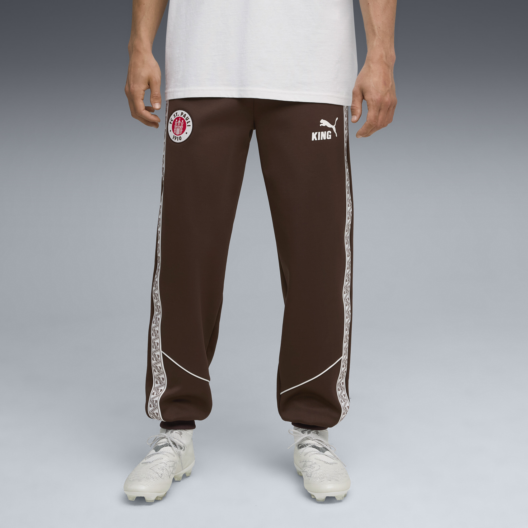 PUMA FC St. Pauli KING Anthem broek voor Heren, Wit/Bruin, Maat XL thumbnail 6
