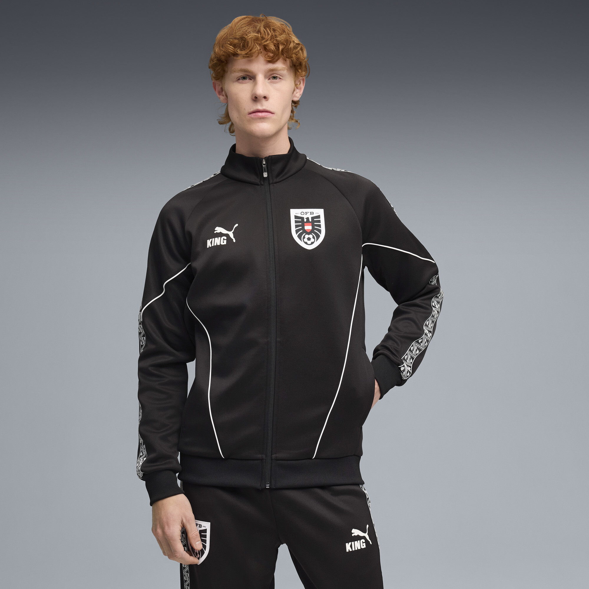 PUMA Austria KING Anthem Men's Track Jacket in Black, Size M