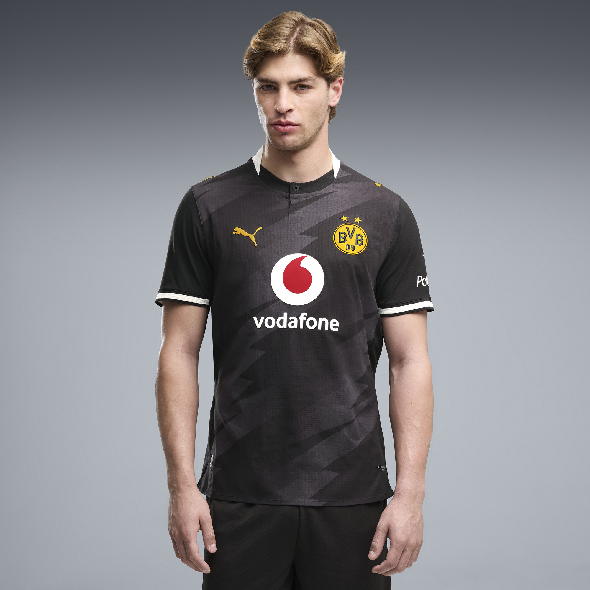 PUMA Borussia Dortmund Away Authentic Men's Soccer Jersey in Black, Size XXL