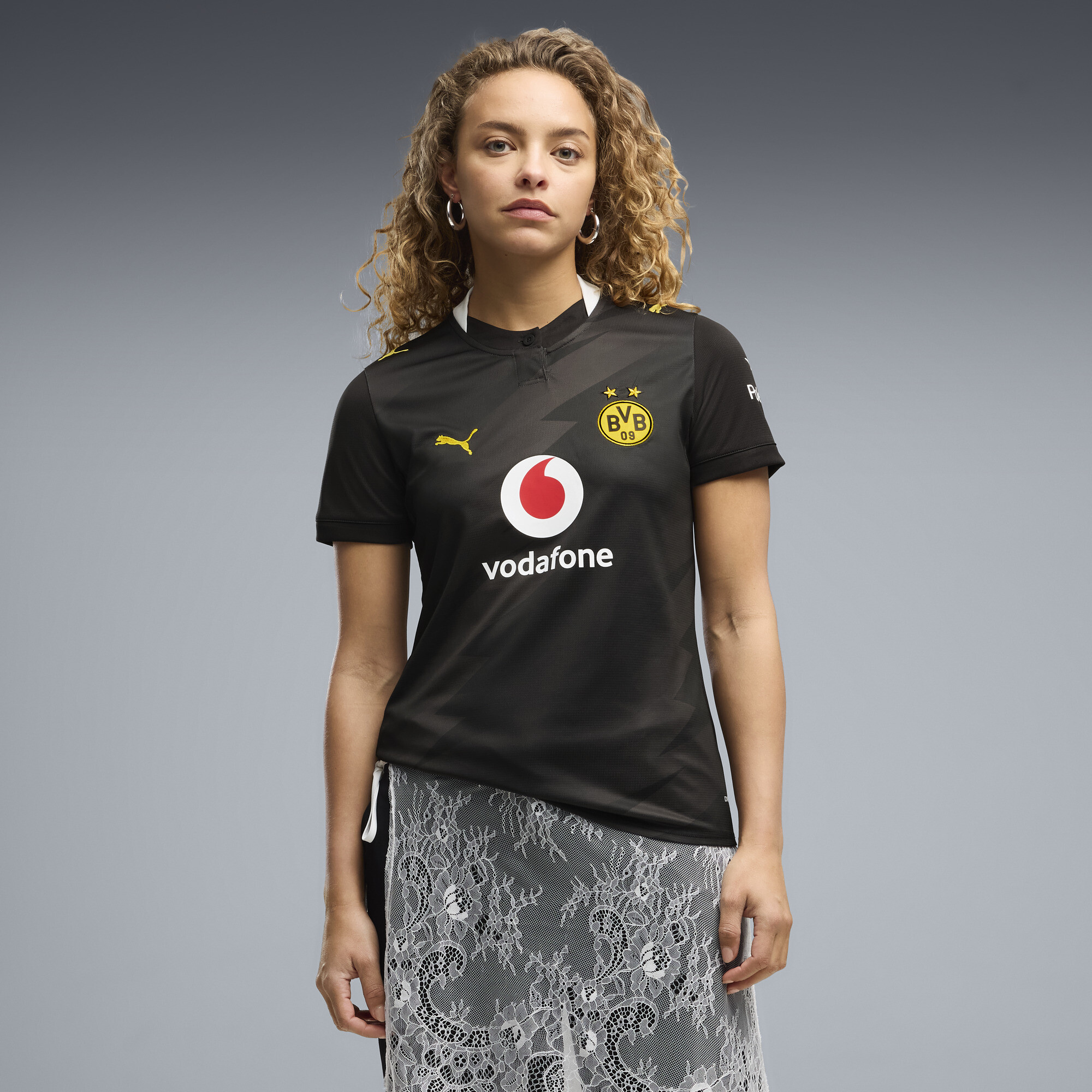 PUMA Borussia Dortmund Away Women's Soccer Jersey in Black, Size XS