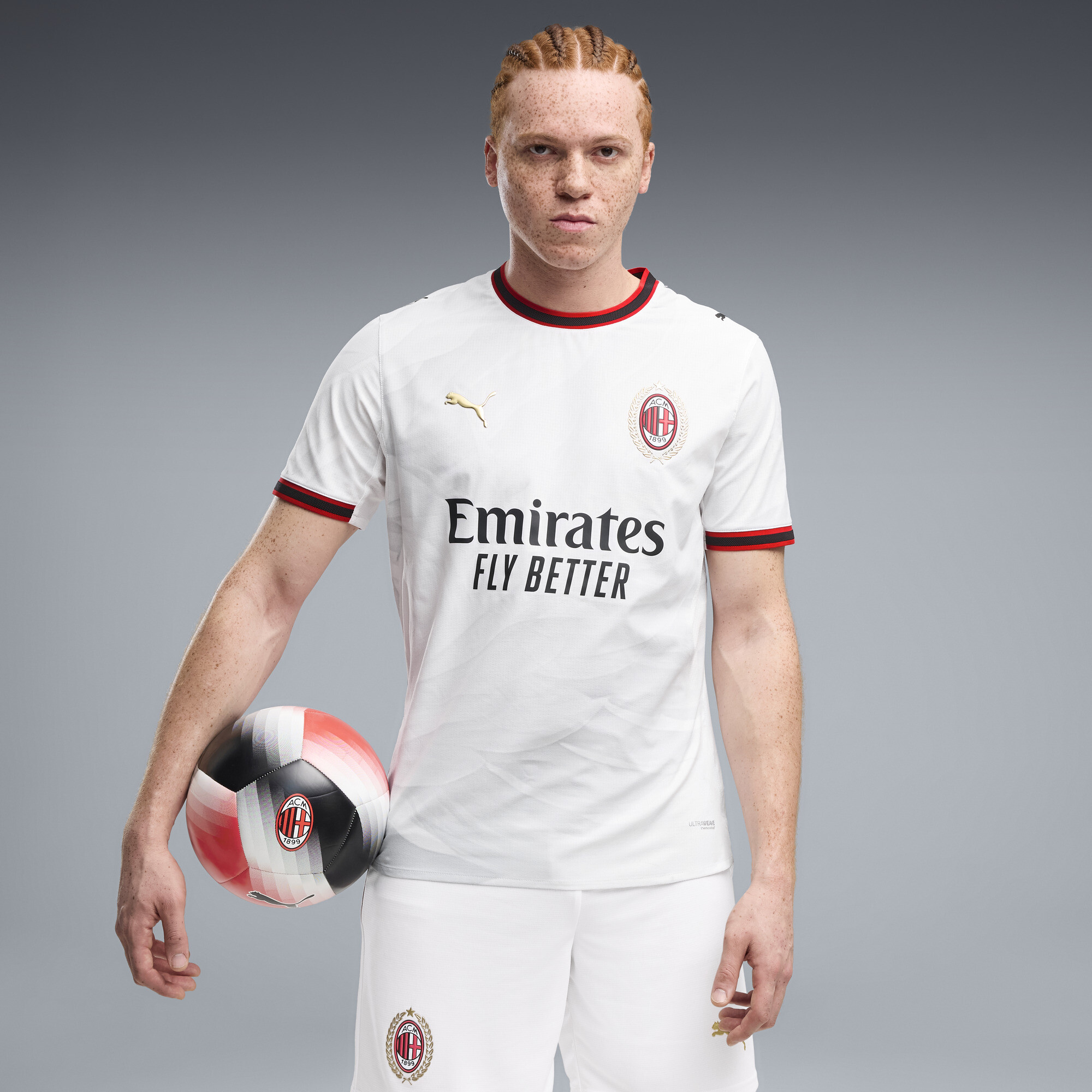 PUMA AC Milan Away Authentic Men's Soccer Jersey in White, Size M