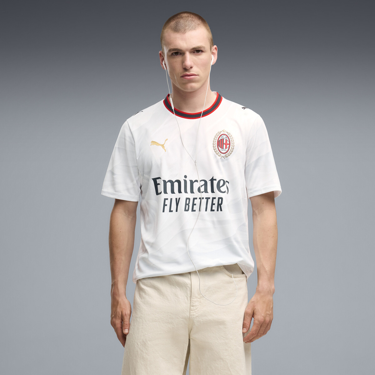 AC Milan 26/27 Away Jersey Men in White/Victory Gold by PUMA, Medium