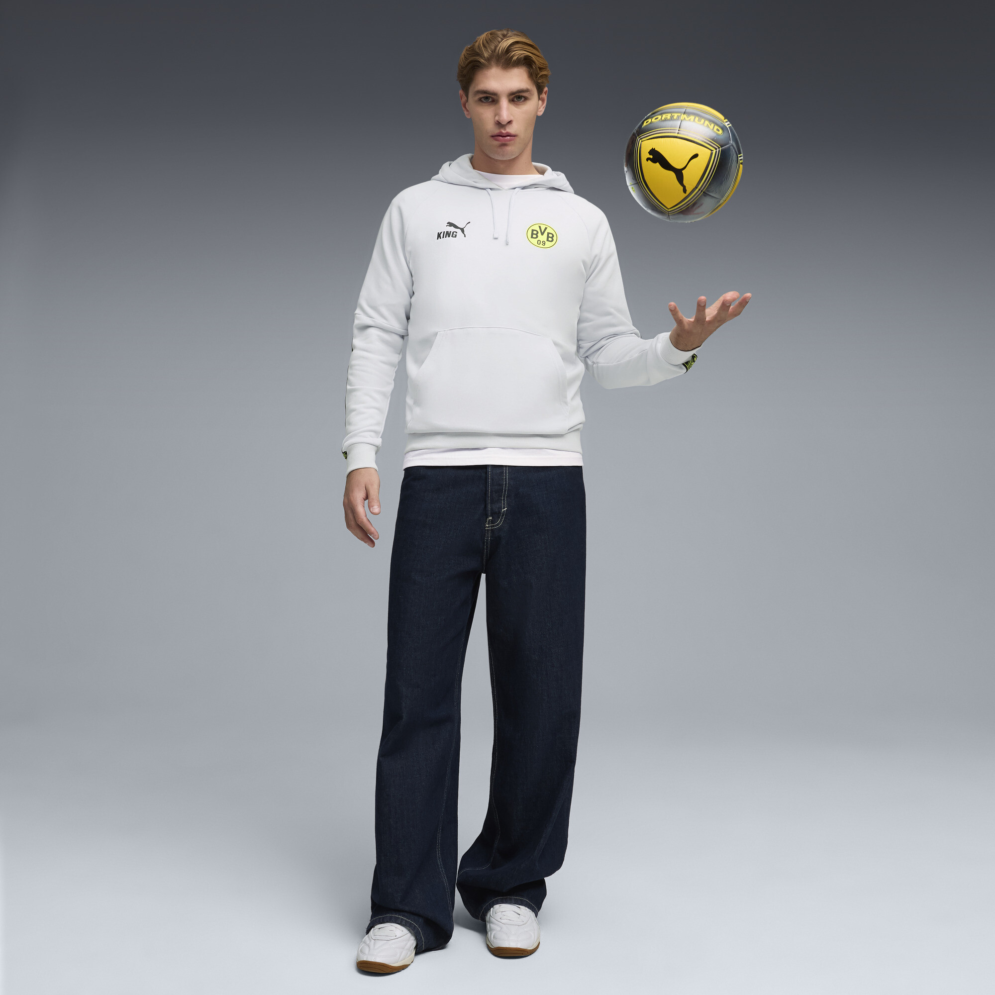 PUMA Borussia Dortmund KING hoodie voor Heren, Geel/Zilver, Maat XL thumbnail 2