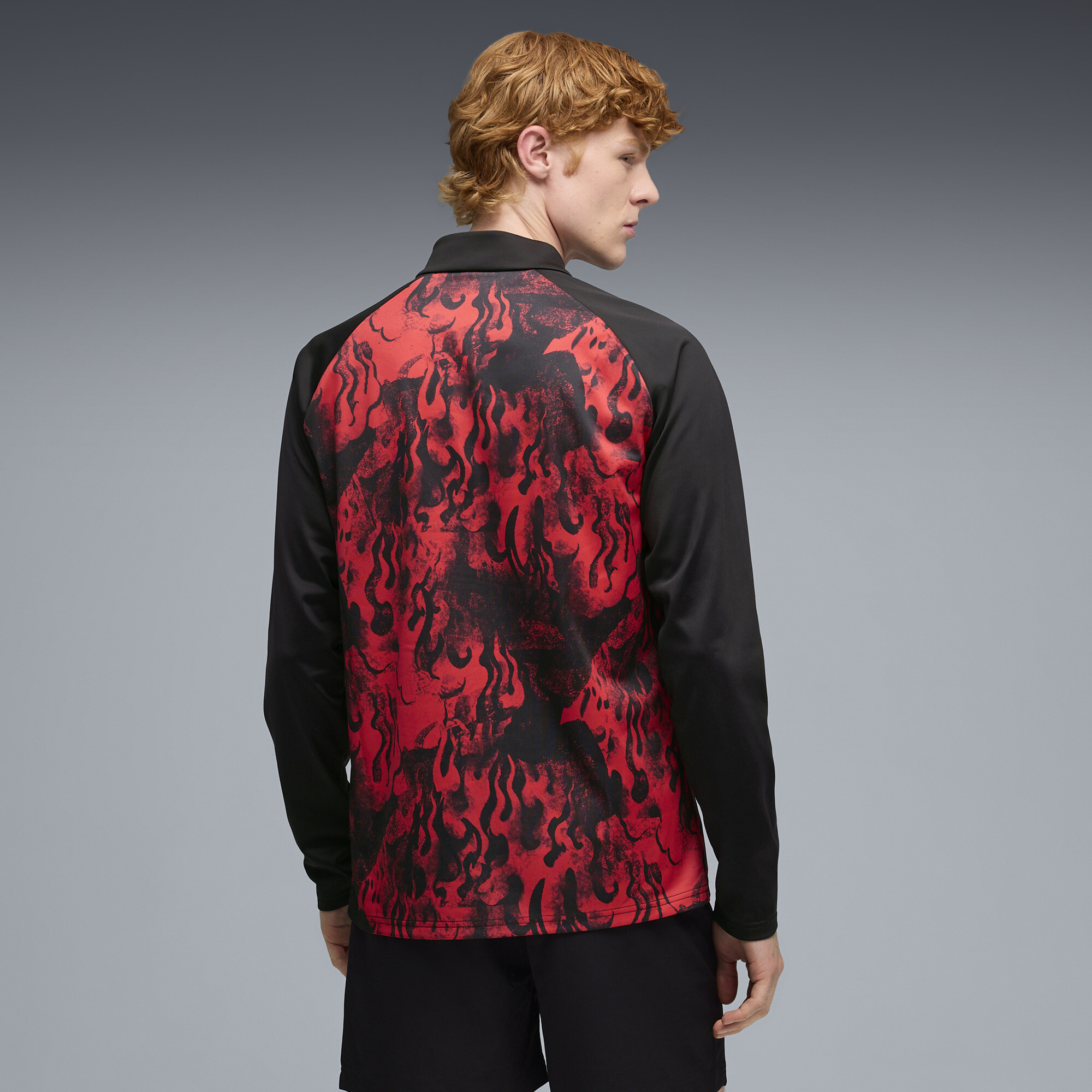 PUMA AC Milan Warmup top met kwartrits voor Heren, Zwart/Rood, Maat XS thumbnail 3