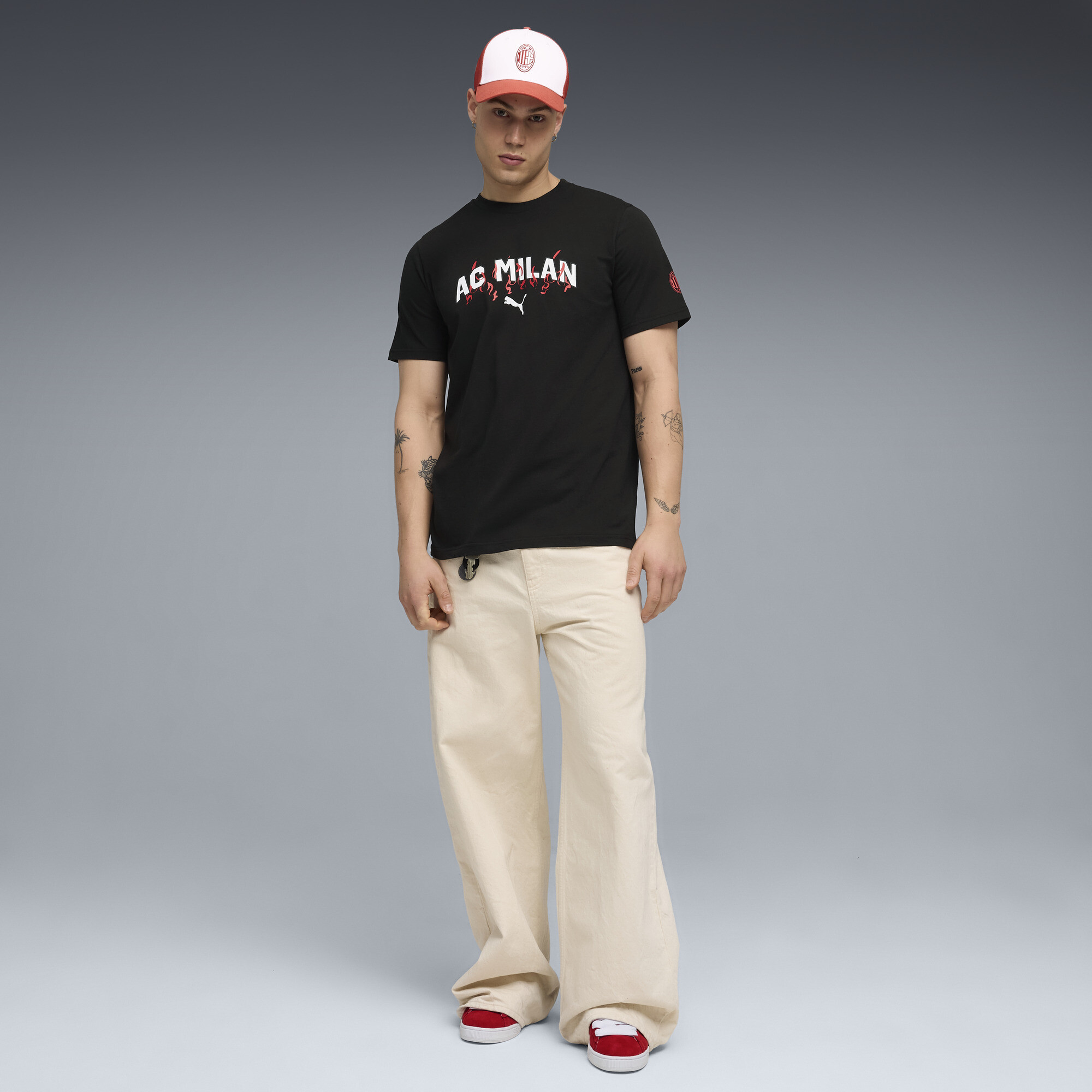 PUMA AC Milan FtblCulture T-shirt voor Heren, Zwart/Wit, Maat M thumbnail 2