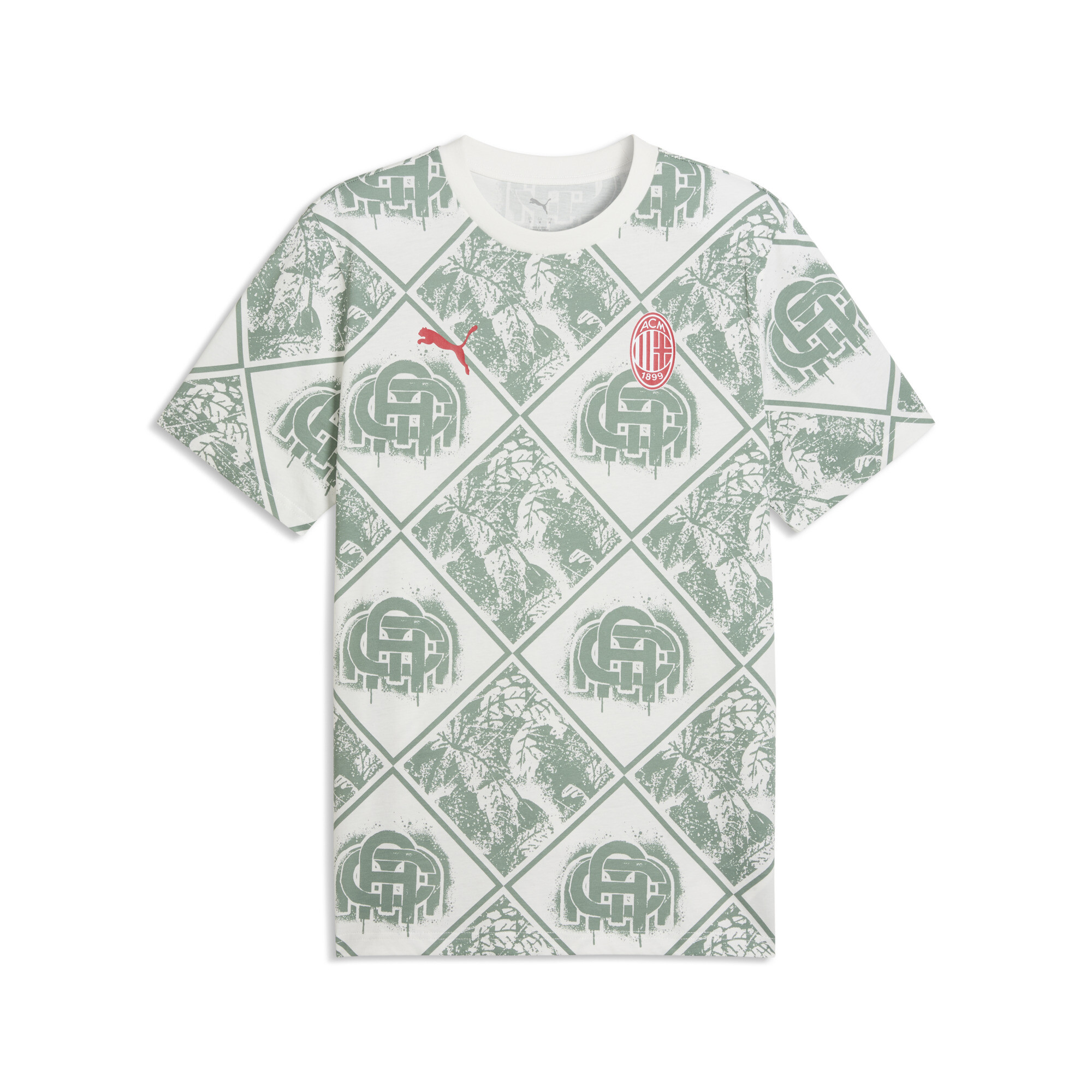 PUMA AC Milan FtblCulture bedrukt T-shirt voor Heren, Groen/Wit, Maat XS