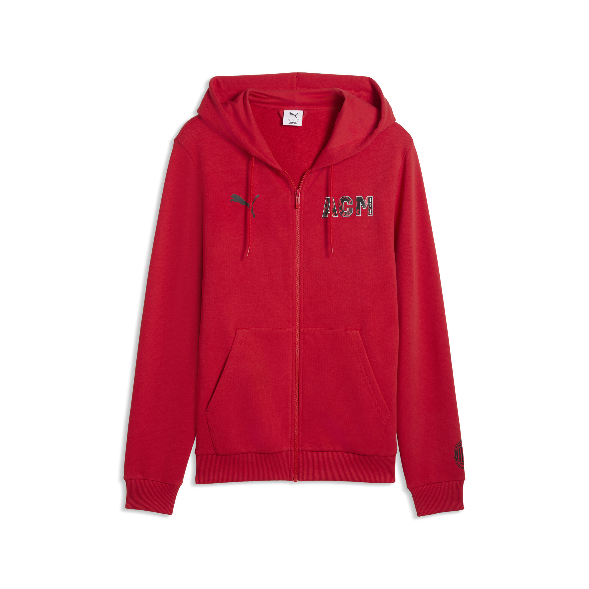 PUMA AC Milan FtblCulture sweatjack met capuchon voor Heren, Zwart/Rood, Maat XS
