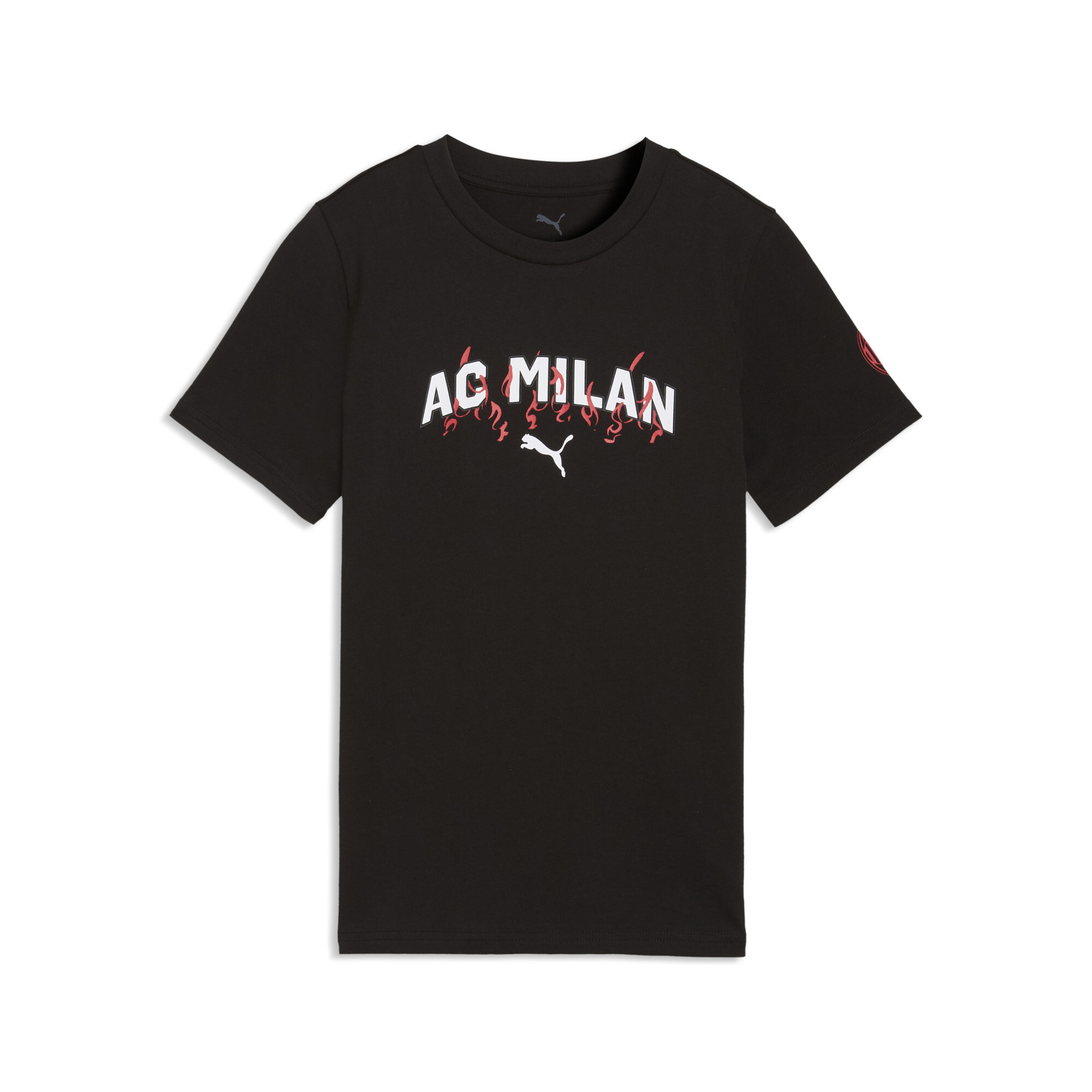 PUMA AC Milan FtblCulture T-shirt, Zwart/Wit, Maat 11-12Y