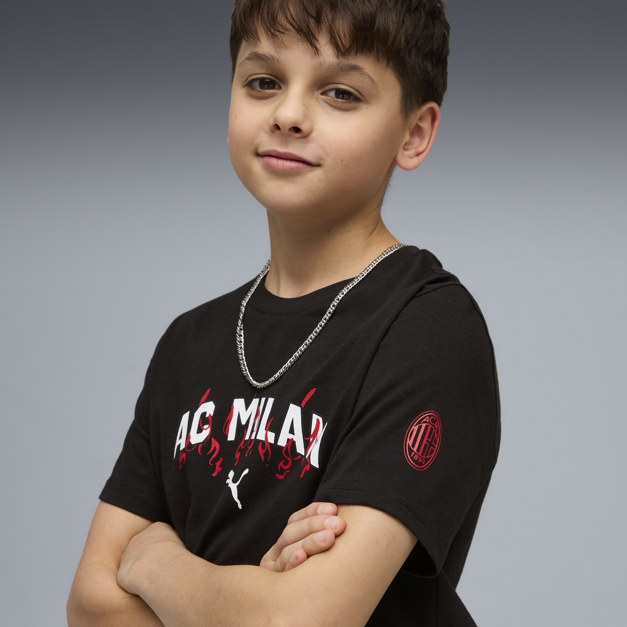 PUMA AC Milan FtblCulture T-shirt, Zwart/Wit, Maat 11-12Y thumbnail 4