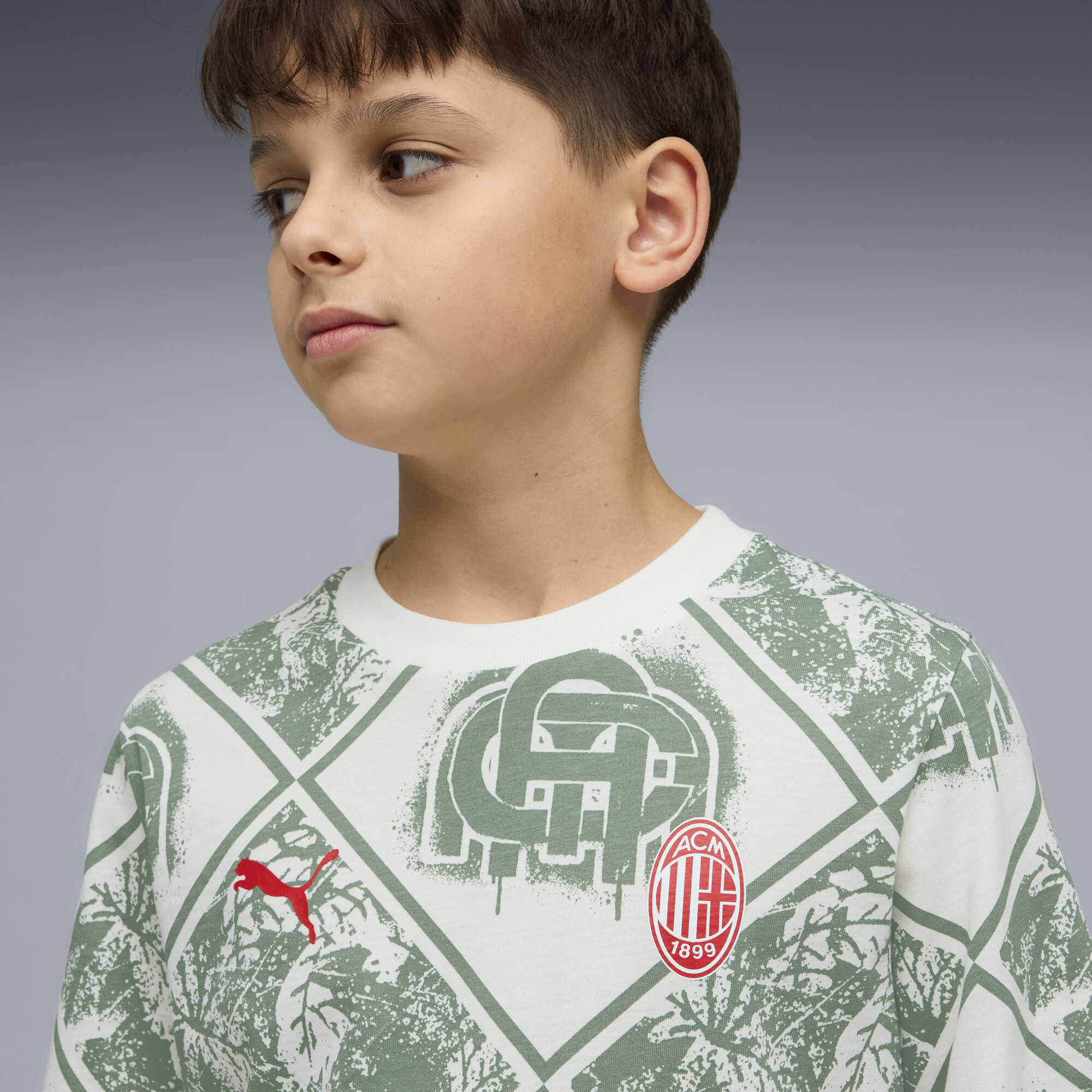 PUMA AC Milan FtblCulture bedrukt T-shirt, Groen/Wit, Maat 13-14Y thumbnail 4