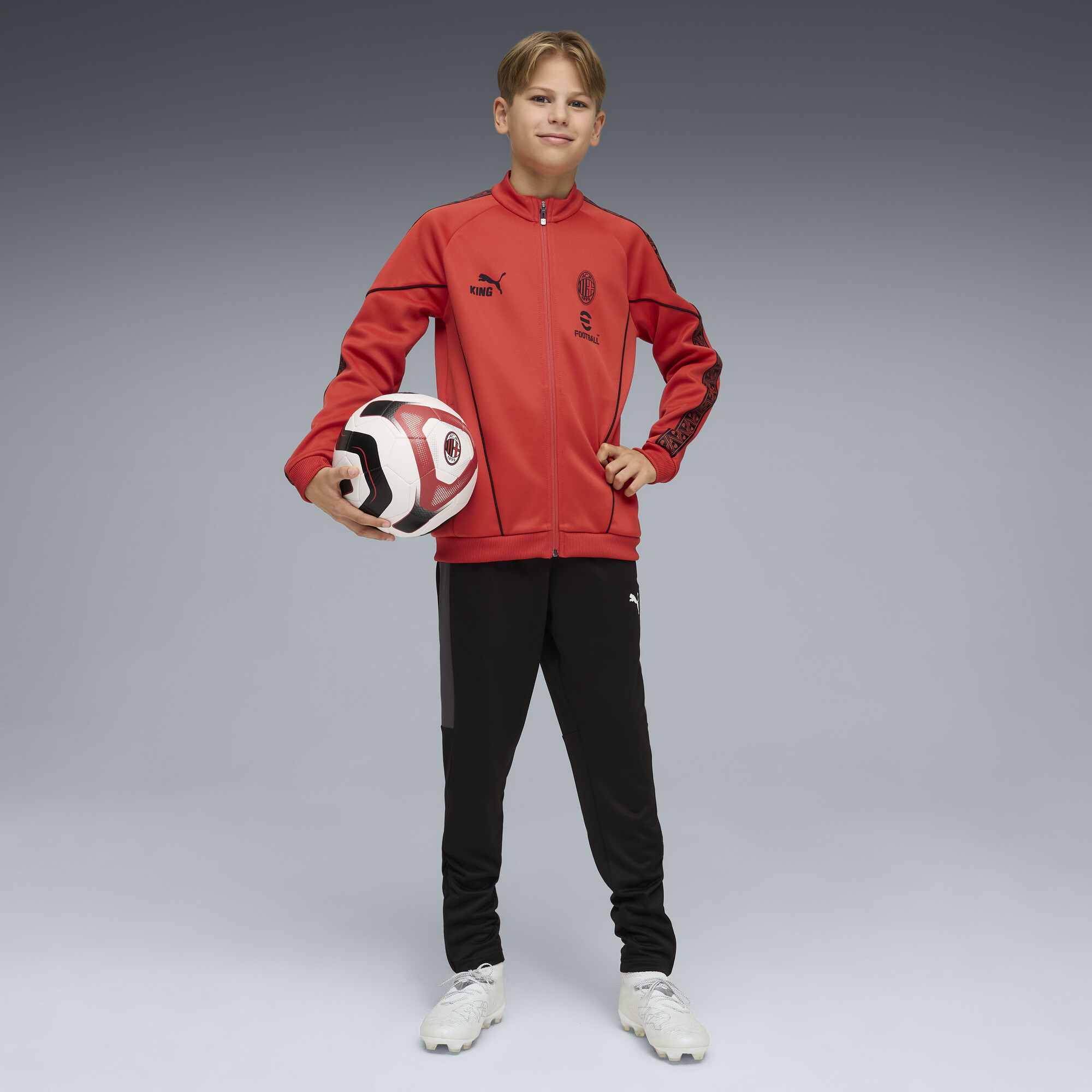 PUMA AC Milan KING Anthem jack, Zwart/Rood, Maat 11-12Y thumbnail 3
