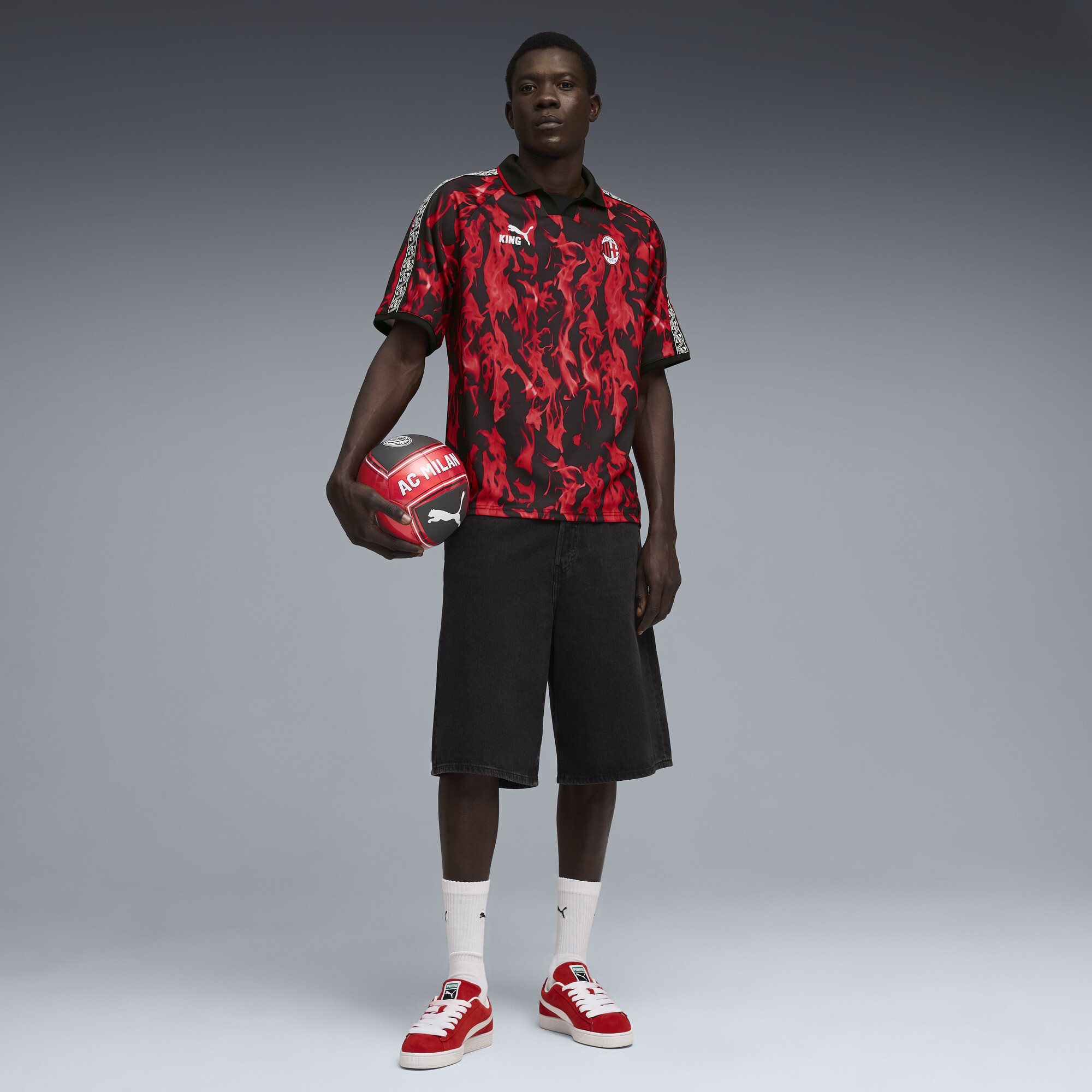 PUMA AC Milan KING Retro shirt voor Heren, Zwart/Rood, Maat XS thumbnail 4