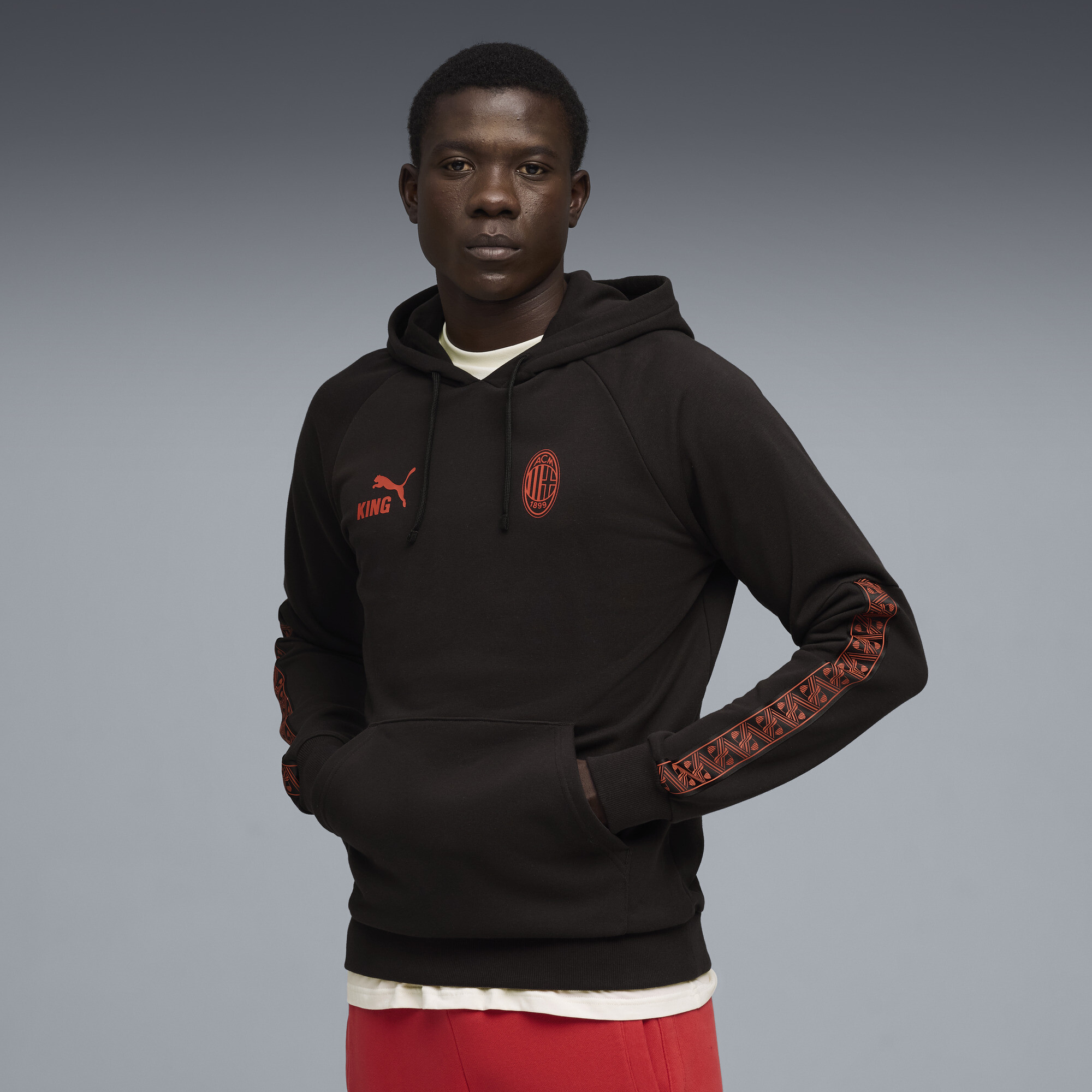 PUMA AC Milan KING hoodie voor Heren, Zwart/Rood, Maat M thumbnail 4