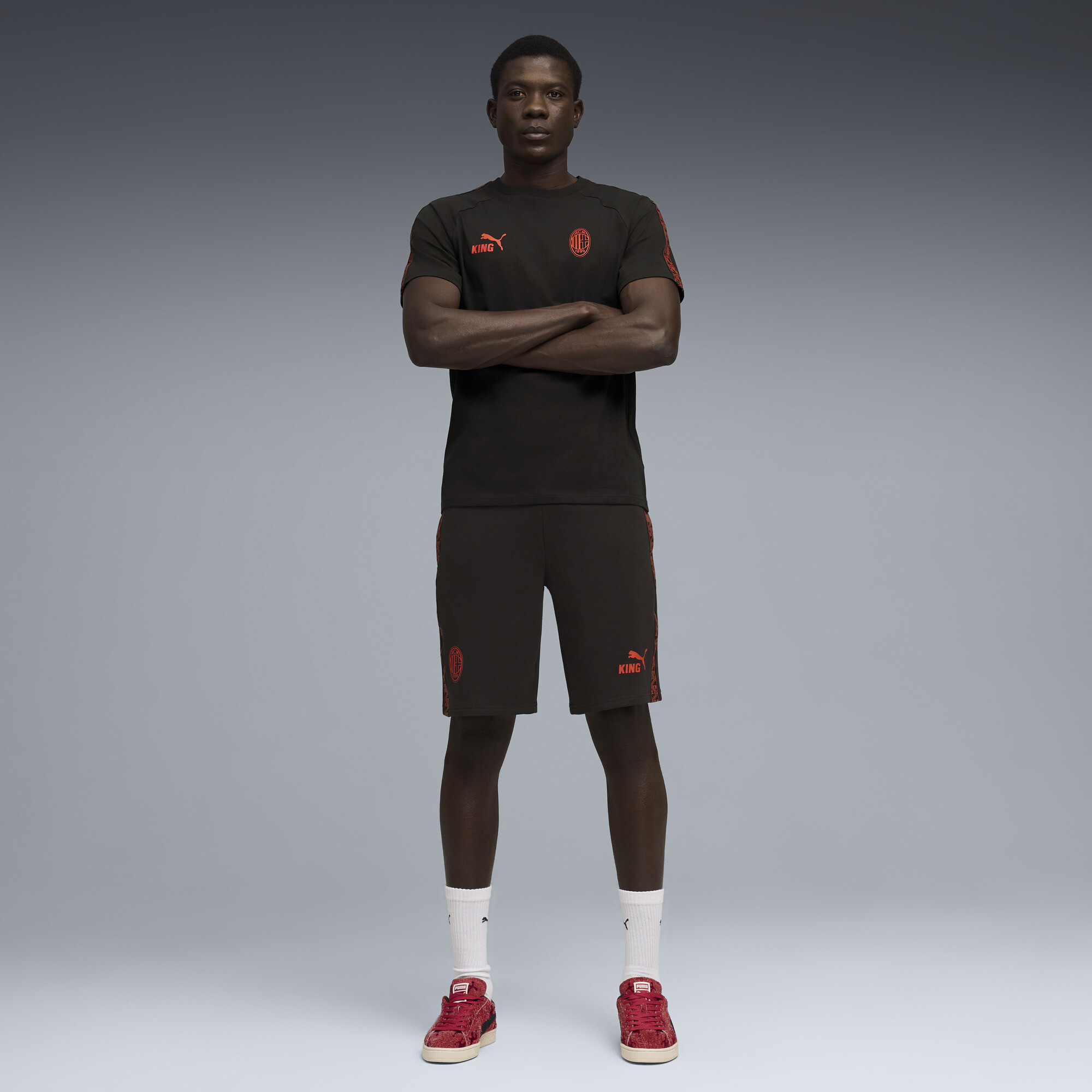PUMA AC Milan KING short voor Heren, Zwart/Rood, Maat M thumbnail 2