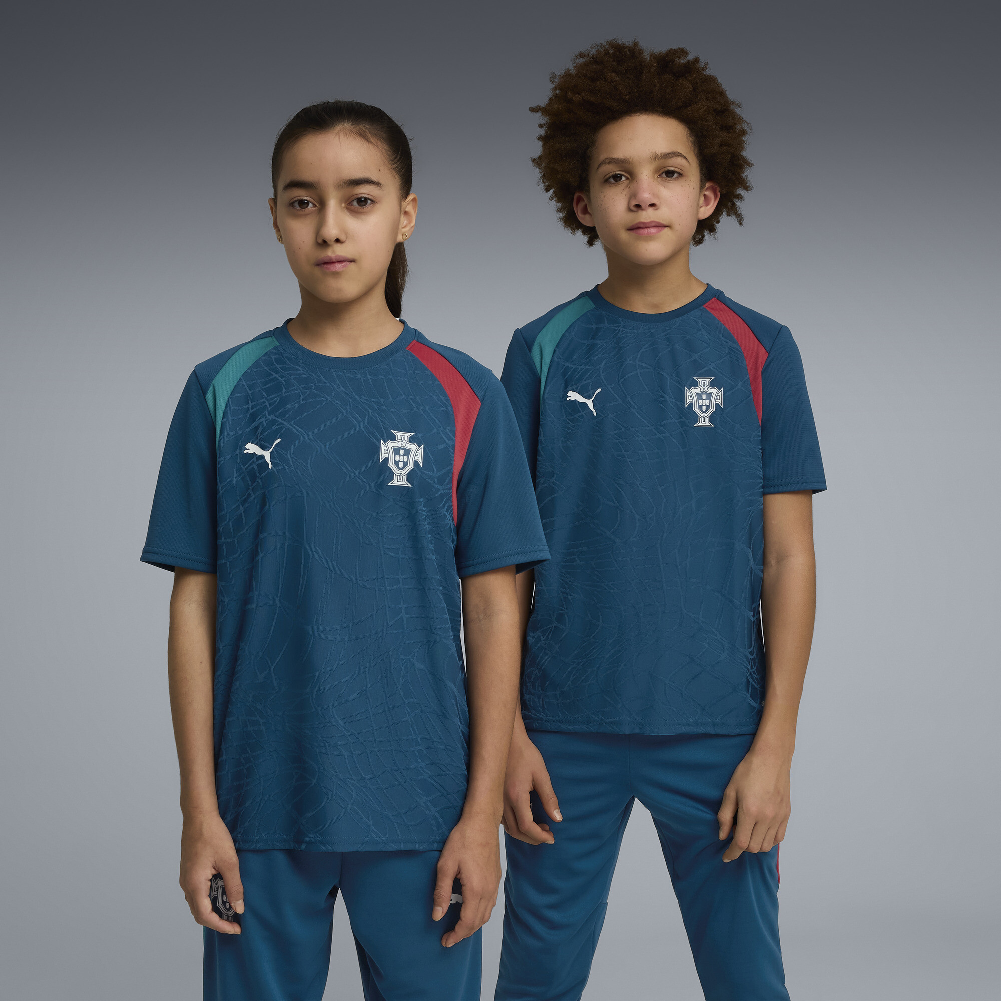 PUMA Portugal Big Kids' Soccer Training Jersey in Blue, Size M