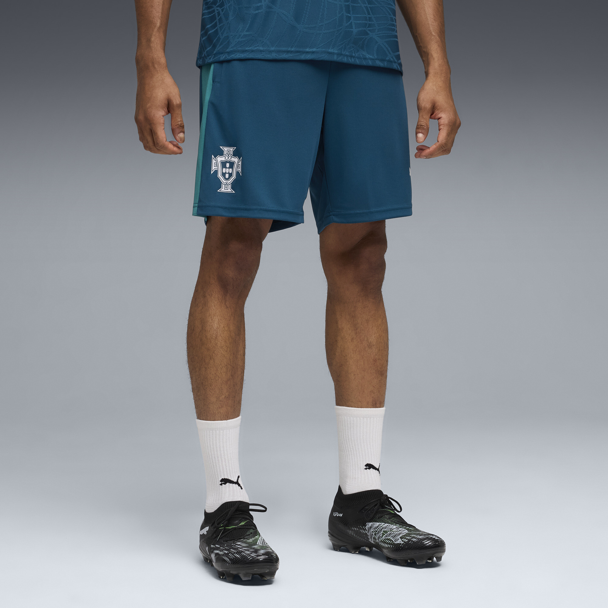 PUMA Portugal Men's Slim Soccer Training Shorts in Blue, Size L