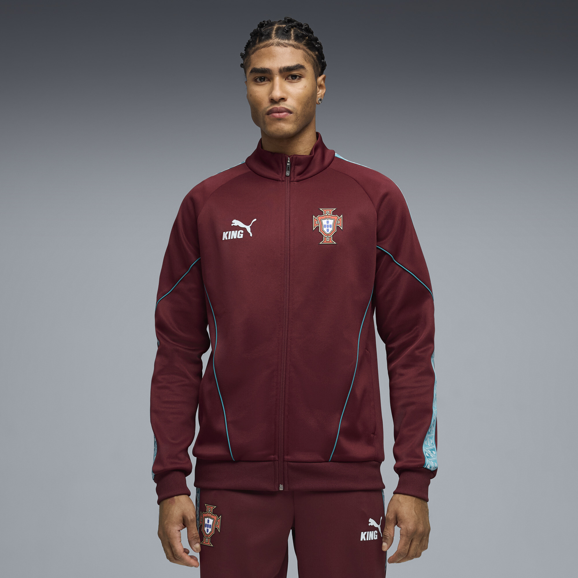 PUMA Portugal KING Anthem Men's Soccer Jacket in Red, Size XL