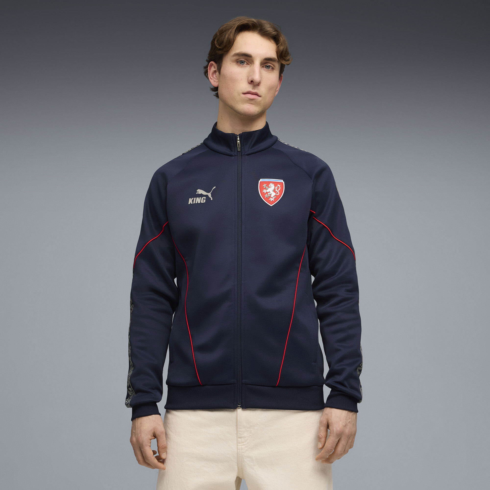 PUMA Czechia KING Anthem Men's Soccer Jacket in Blue, Size XL