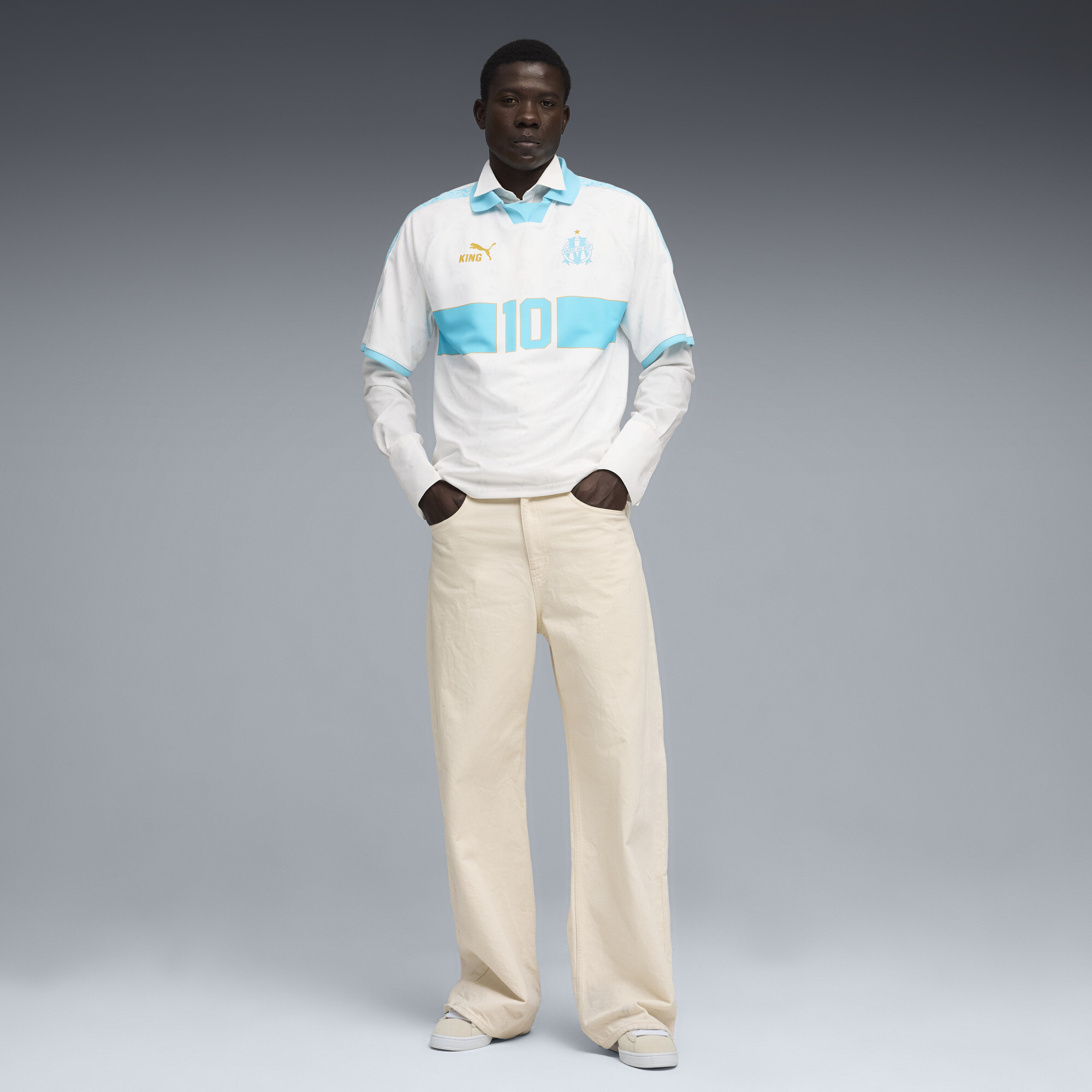 PUMA Olympique de Marseille KING retro shirt voor Heren, Wit, Maat L thumbnail 4