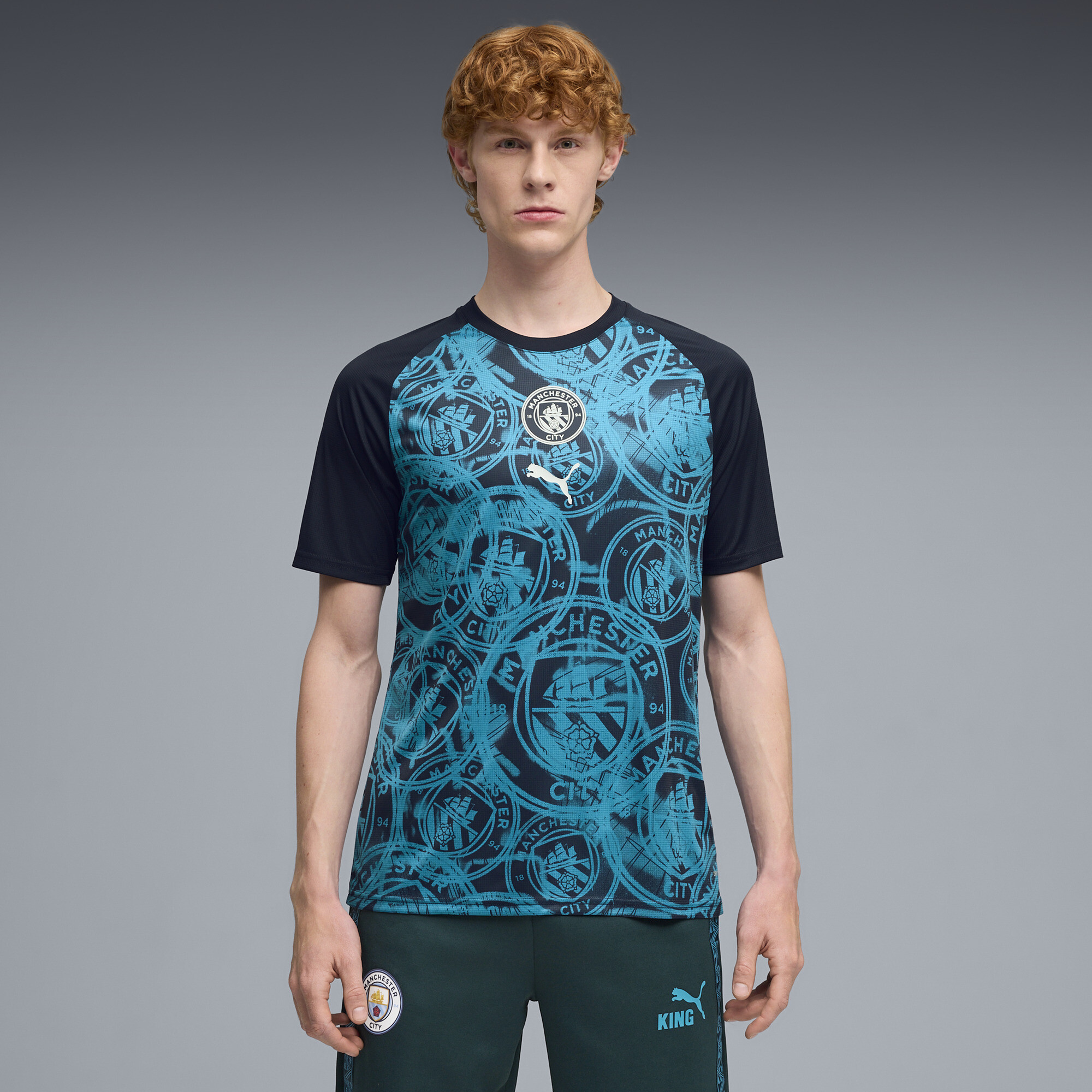 PUMA Manchester City Men's Warmup Jersey in Blue, Size L