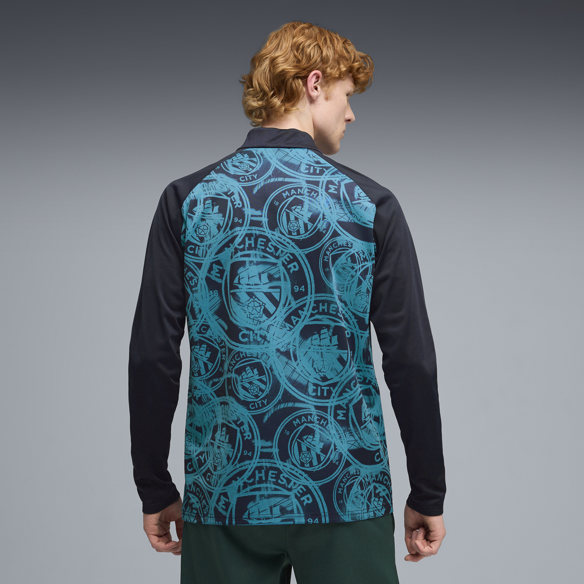 PUMA Manchester City warm-up-top met kwartrits voor Heren, Blauw, Maat XS thumbnail 3