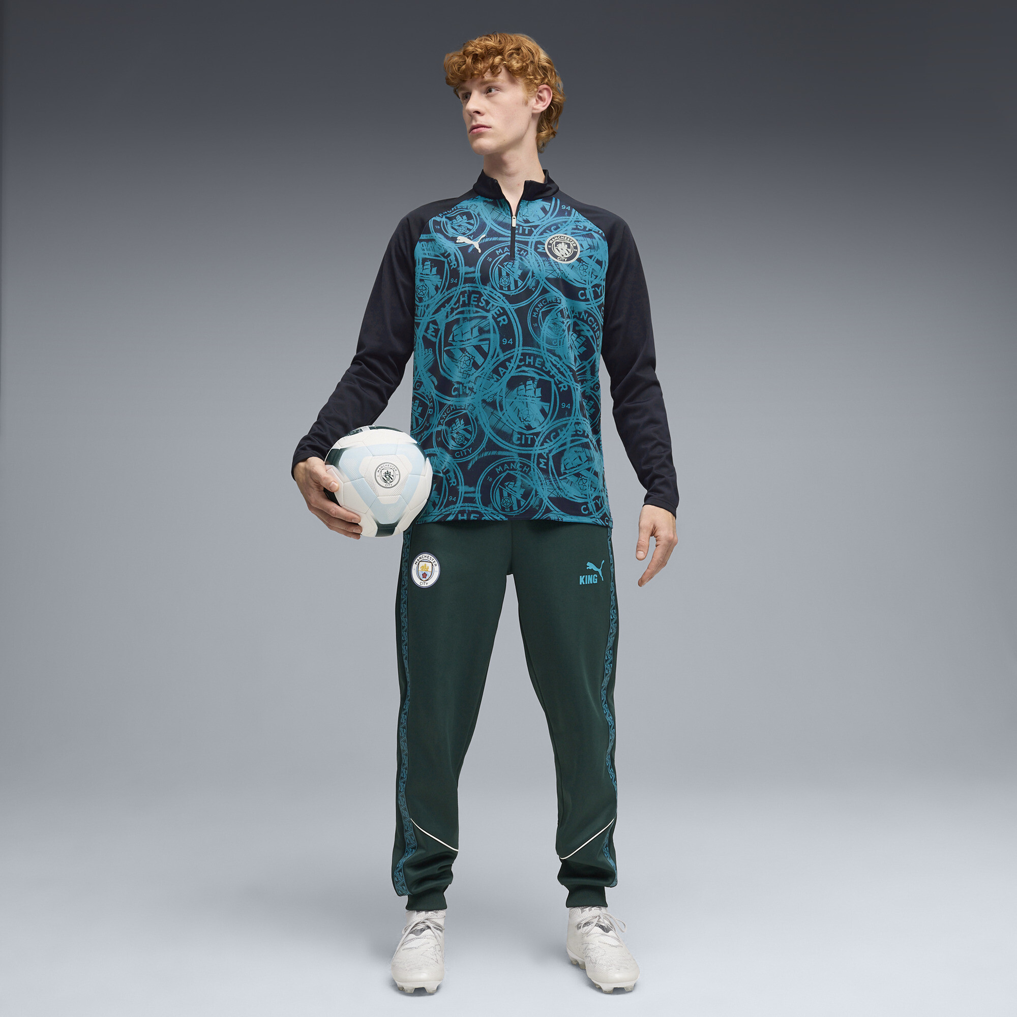 PUMA Manchester City warm-up-top met kwartrits voor Heren, Blauw, Maat XS thumbnail 2