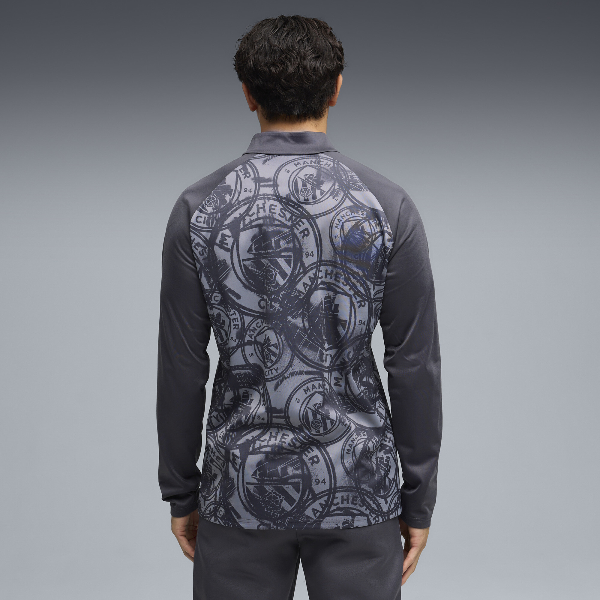 PUMA Manchester City warm-up-top met kwartrits voor Heren, Groen/Grijs, Maat M thumbnail 3