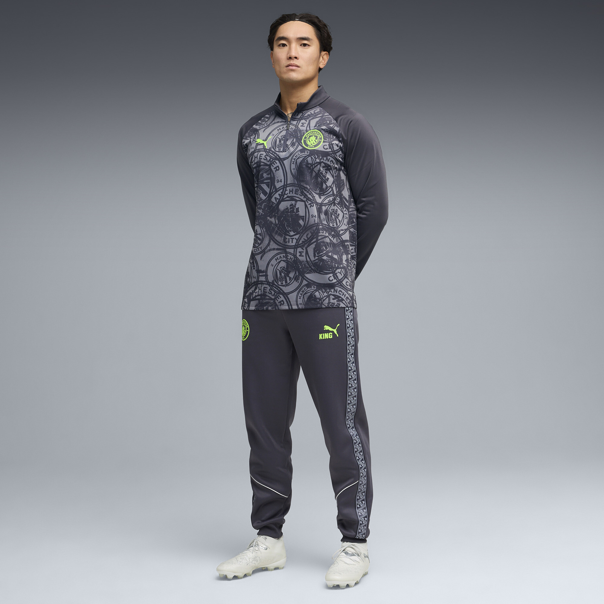 PUMA Manchester City warm-up-top met kwartrits voor Heren, Groen/Grijs, Maat M thumbnail 2