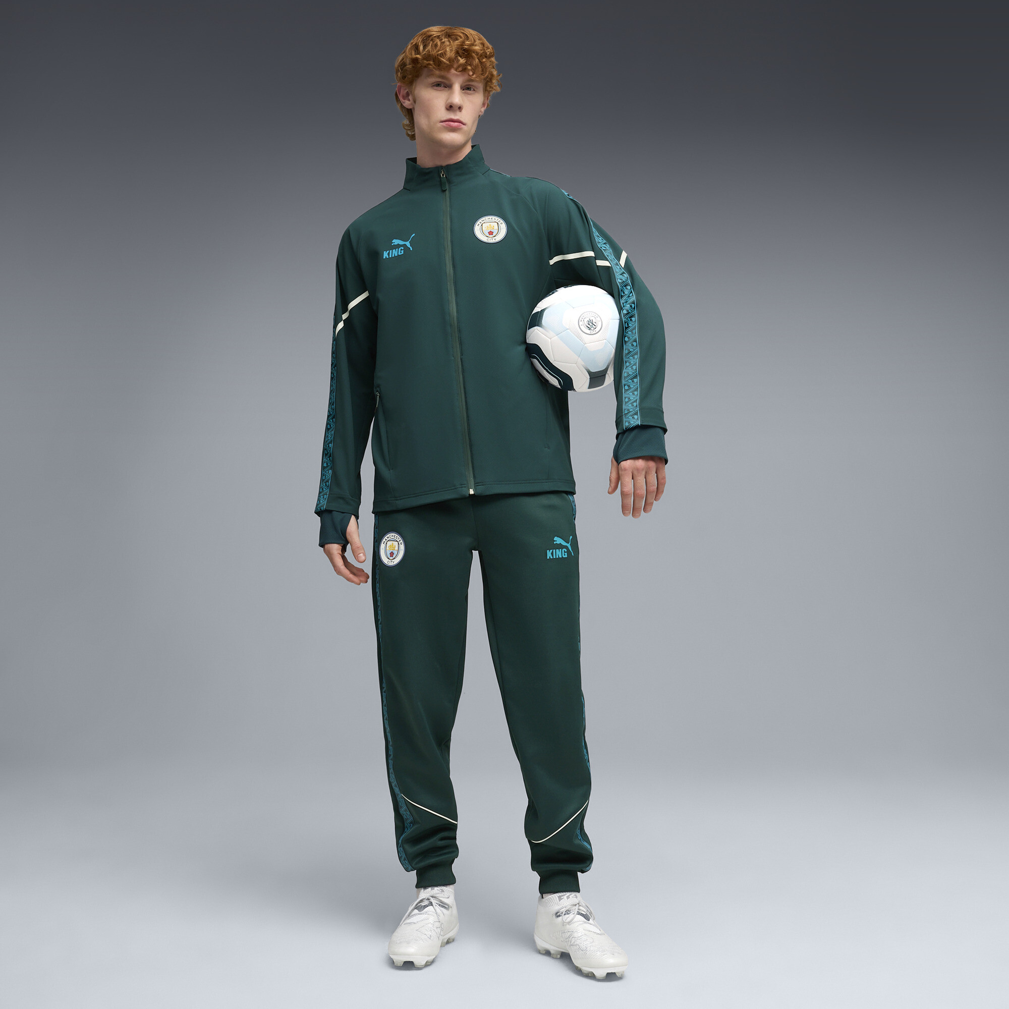 PUMA Manchester City KING Ultimate Anthem trainingsjack voor Heren, Blauw/Groen, Maat XS thumbnail 6