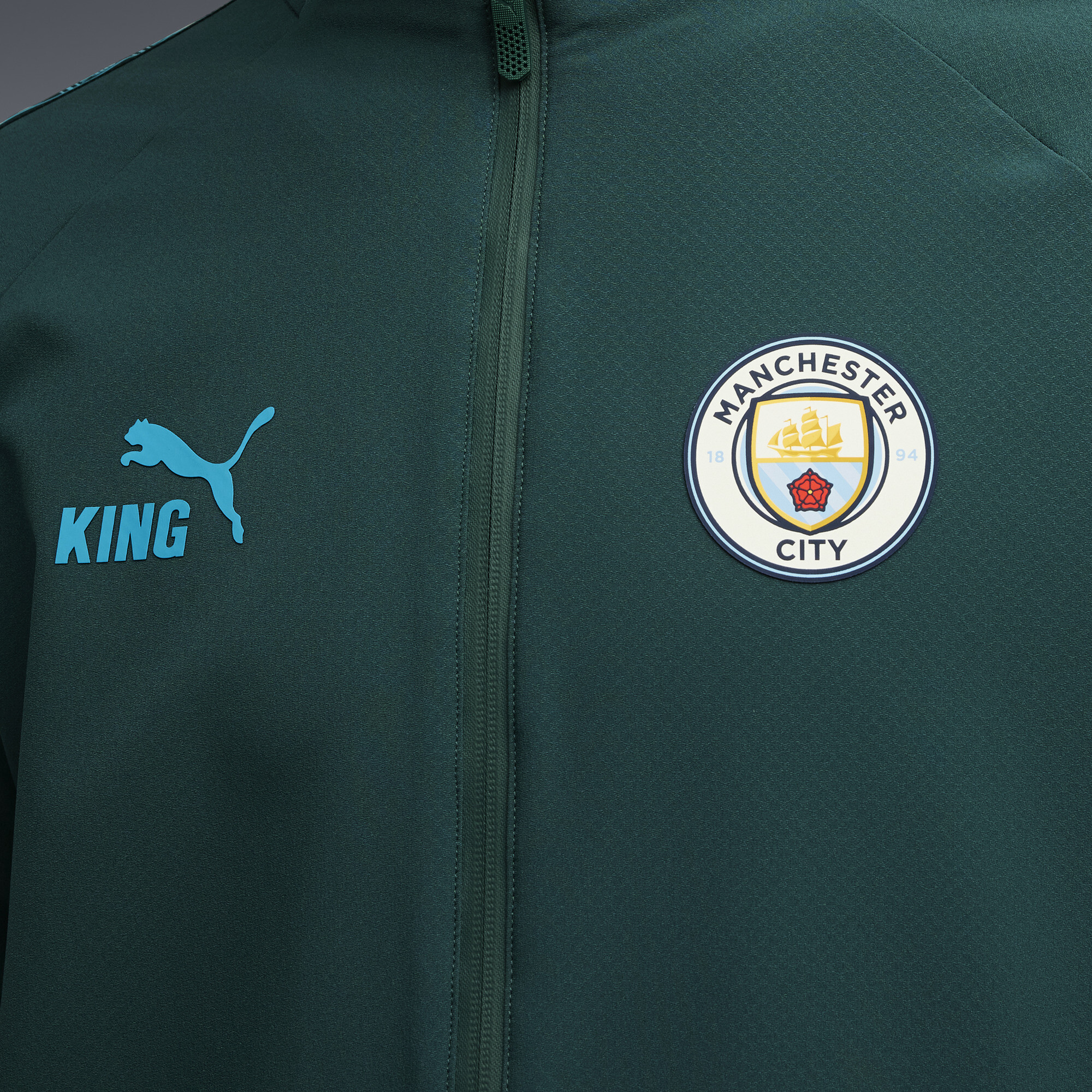 PUMA Manchester City KING Ultimate Anthem trainingsjack voor Heren, Blauw/Groen, Maat XS thumbnail 4
