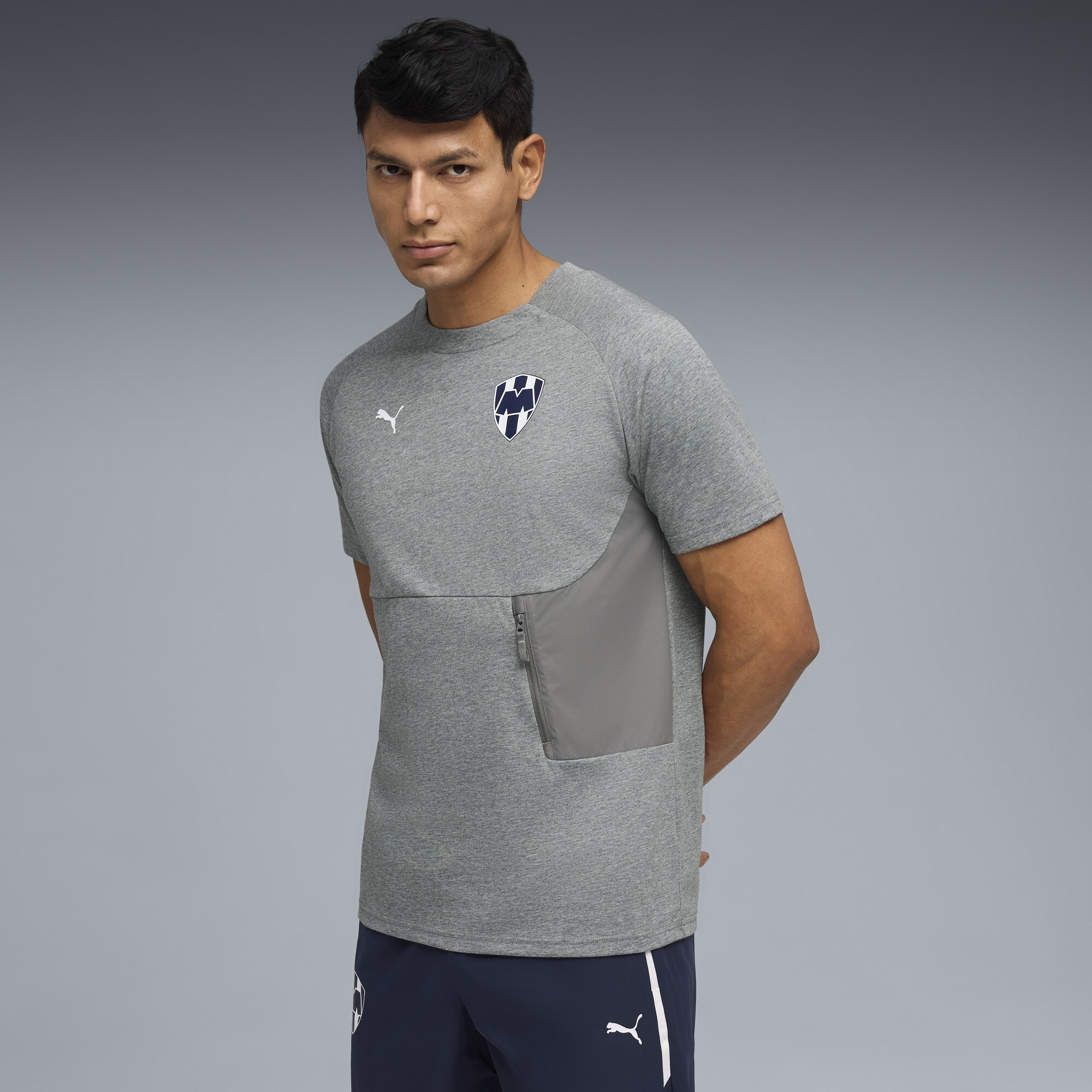 C.F. Monterrey PUMATECH Men's Pocket T-Shirt in Grey, Size S
