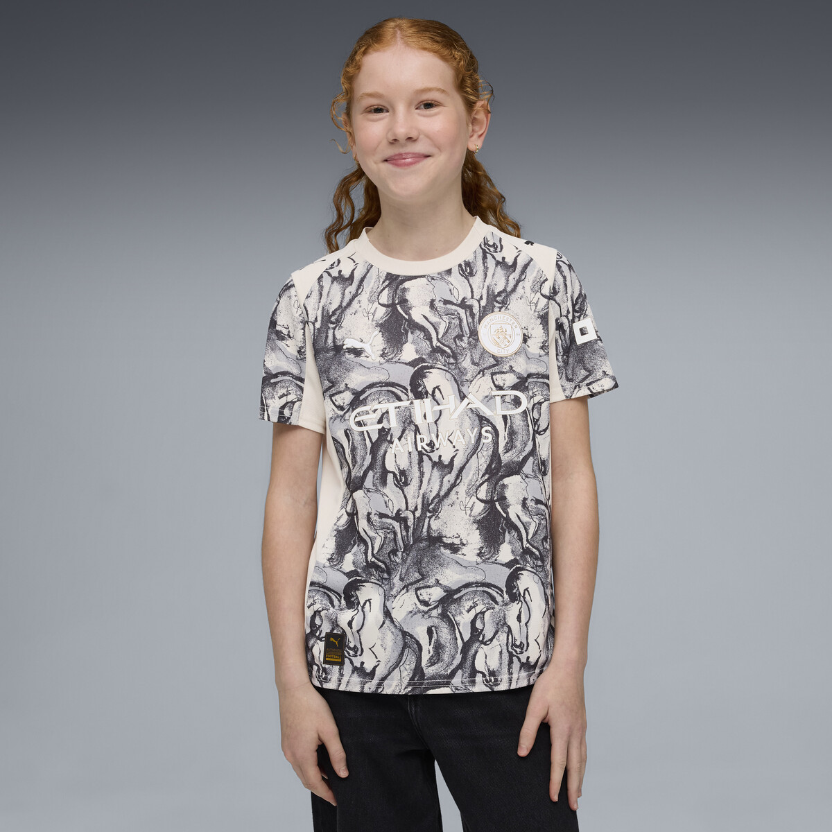 Manchester City x Year of the Horse Jersey Youth in Alpine Snow/Flat Dark Gray by PUMA, 7-8Y