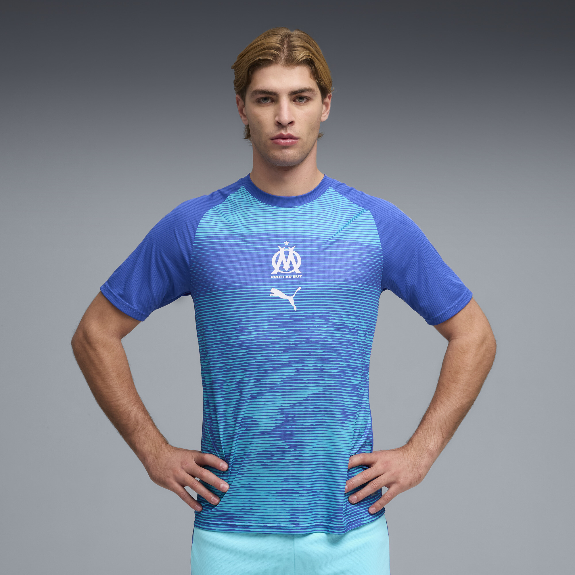 PUMA Olympique de Marseille warmupshirt voor Heren, Blauw, Maat L thumbnail 4