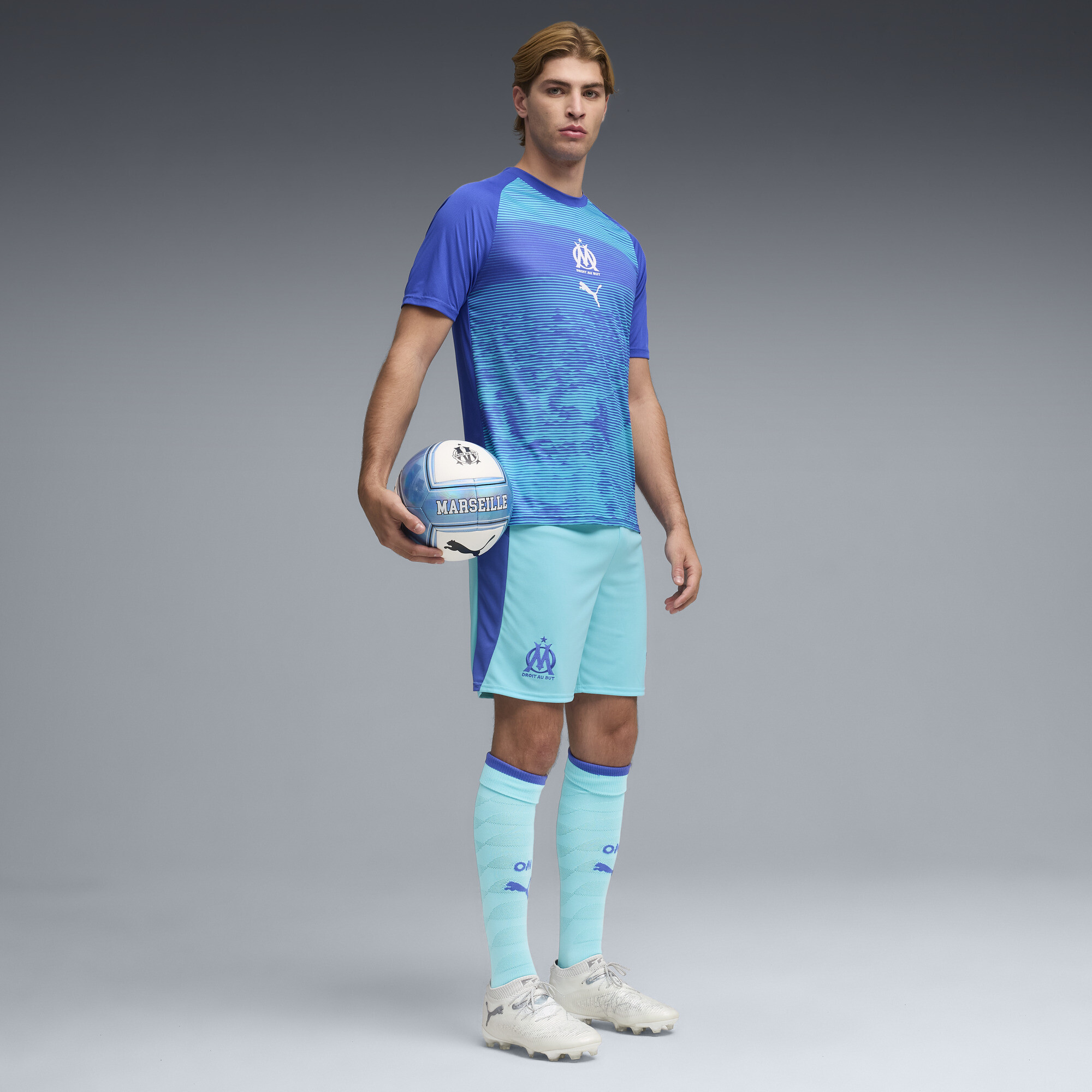 PUMA Olympique de Marseille warmupshirt voor Heren, Blauw, Maat L thumbnail 2